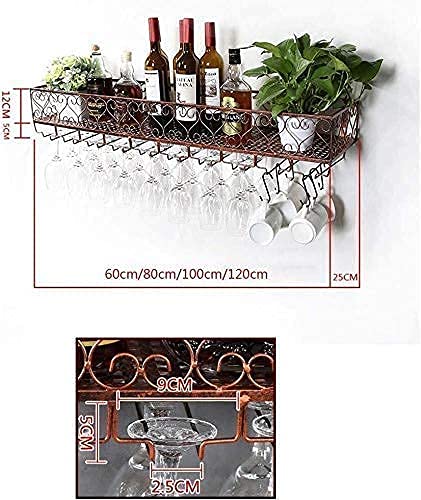Vintage Wall-Mounted Wine Rack & Hanging Glass Holder - Black 120x25cm | Rustic Wine Bottle Storage for Kitchen, Bar, Dining Room | Space-Saving Wine Display Organizer