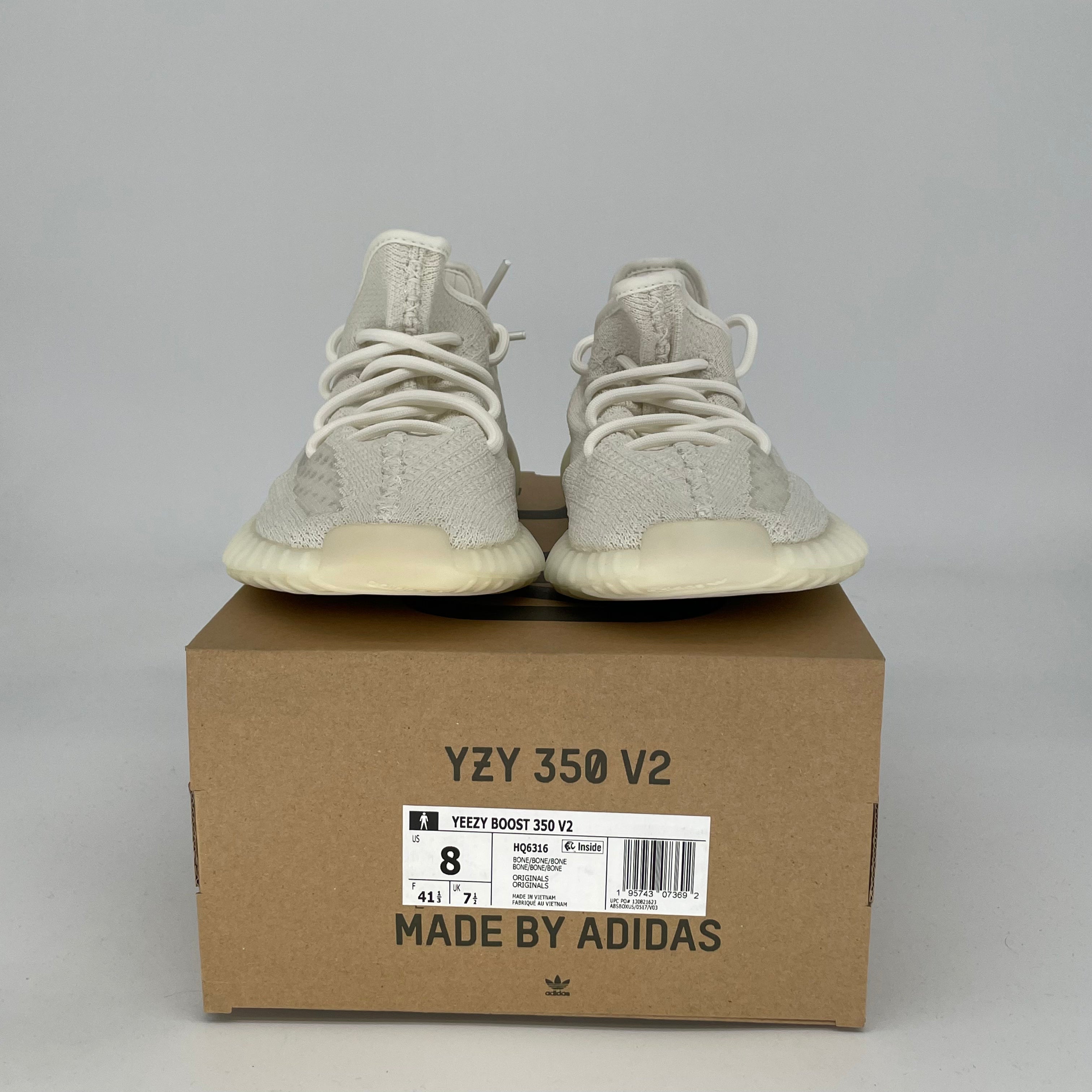 Adidas Yeezy Boost 350 V2 'Bone' Sneakers - Men's Size 8 / Women's Size 9.5 (Style HQ6316) | Comfortable Running Shoes for Casual Wear & Street Fashion