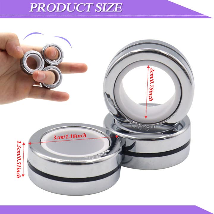 Magnetic Fidget Rings Set of 3 - Stress Relief Toys for Adults & Kids, Anxiety Reducer, Finger Decompression Spinner - Perfect for Office, Classroom, Travel and ADHD Focus Training