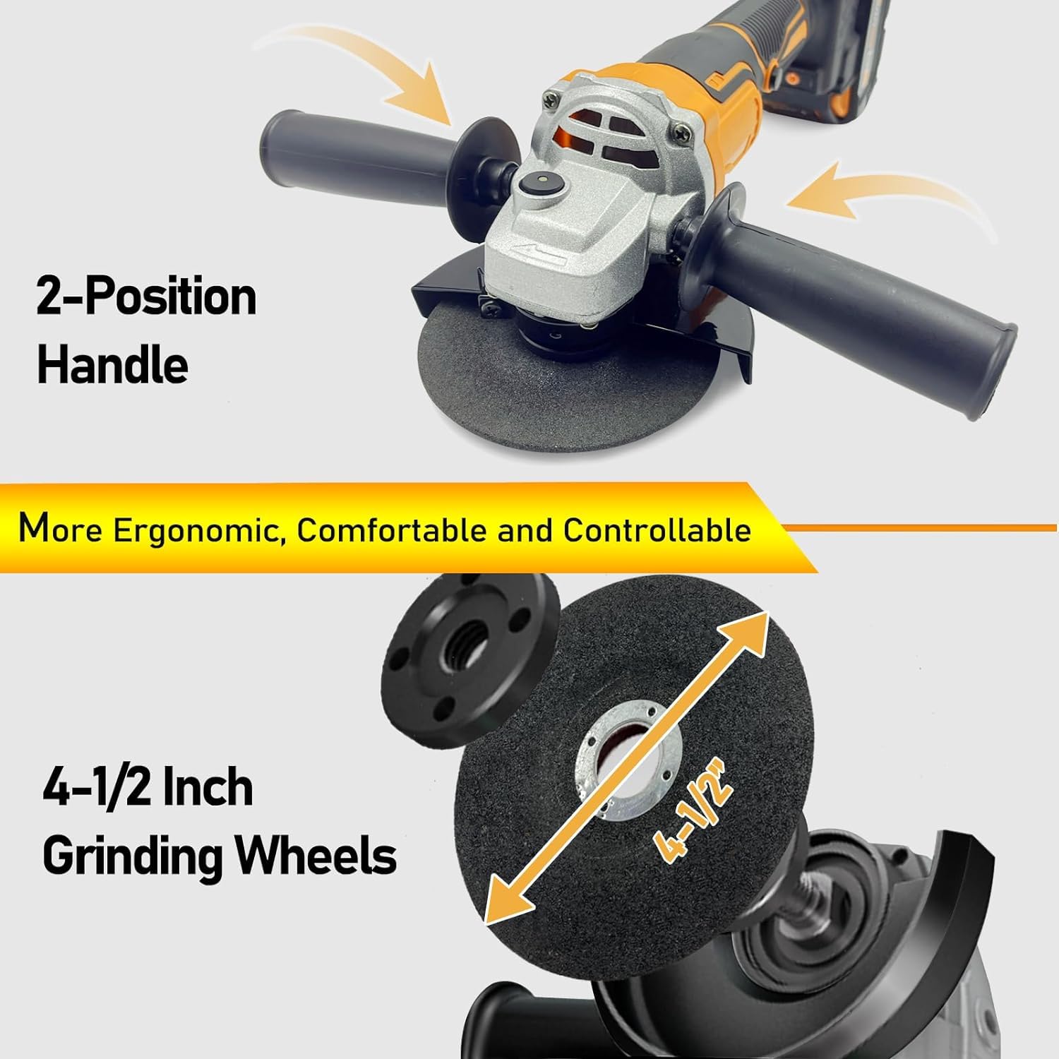 20V MAX Cordless Angle Grinder for Dewalt Battery - 11000 RPM Brushless Motor, 3-Speed Adjustable Power Tool for Cutting, Grinding, Polishing Metal, Wood & Concrete (Tool Only) - Perfect for DIY Projects, Construction & Metalworking