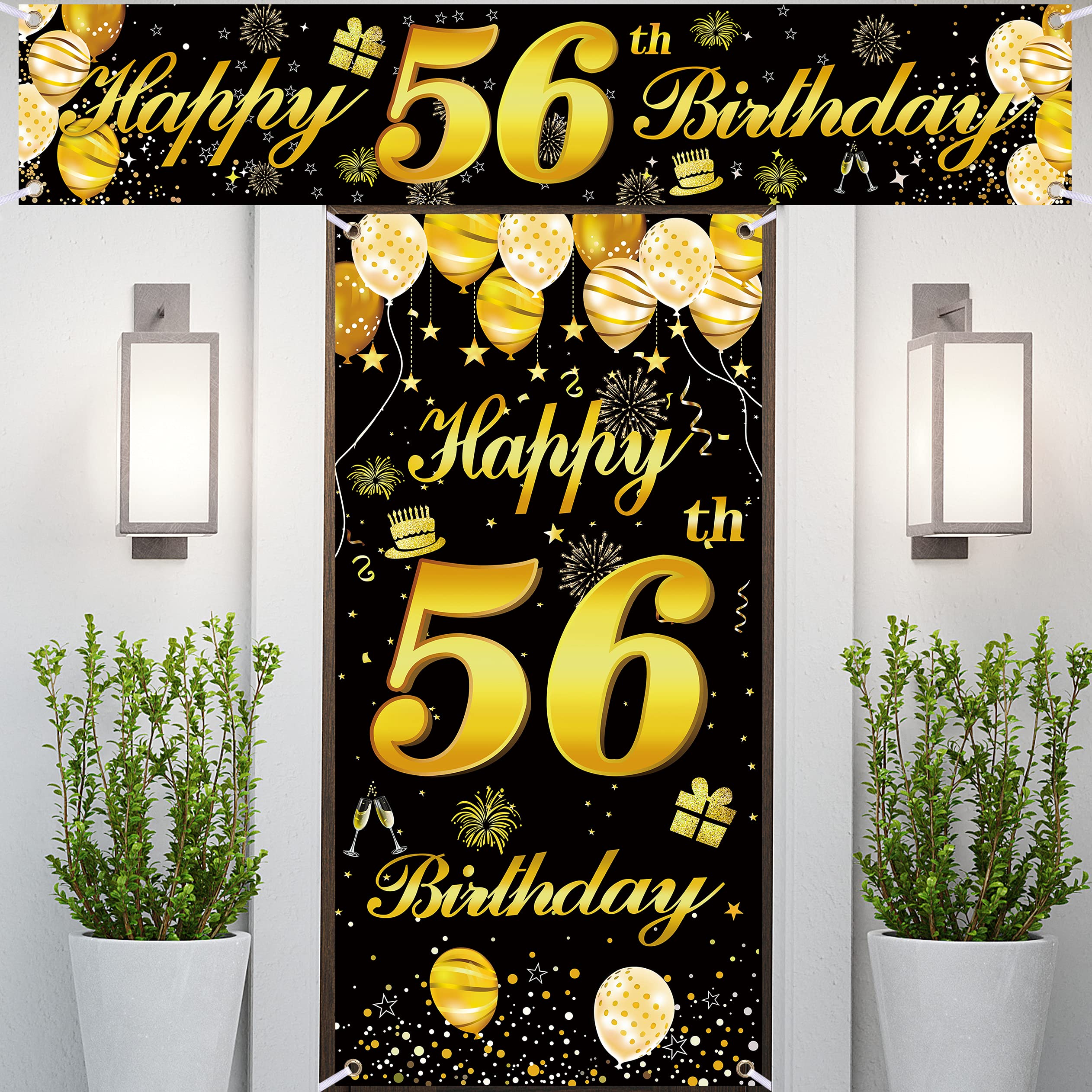 56th Happy Birthday Banner for Men - Premium Birthday Party Decorations & Backdrop for Indoor & Outdoor Celebrations
