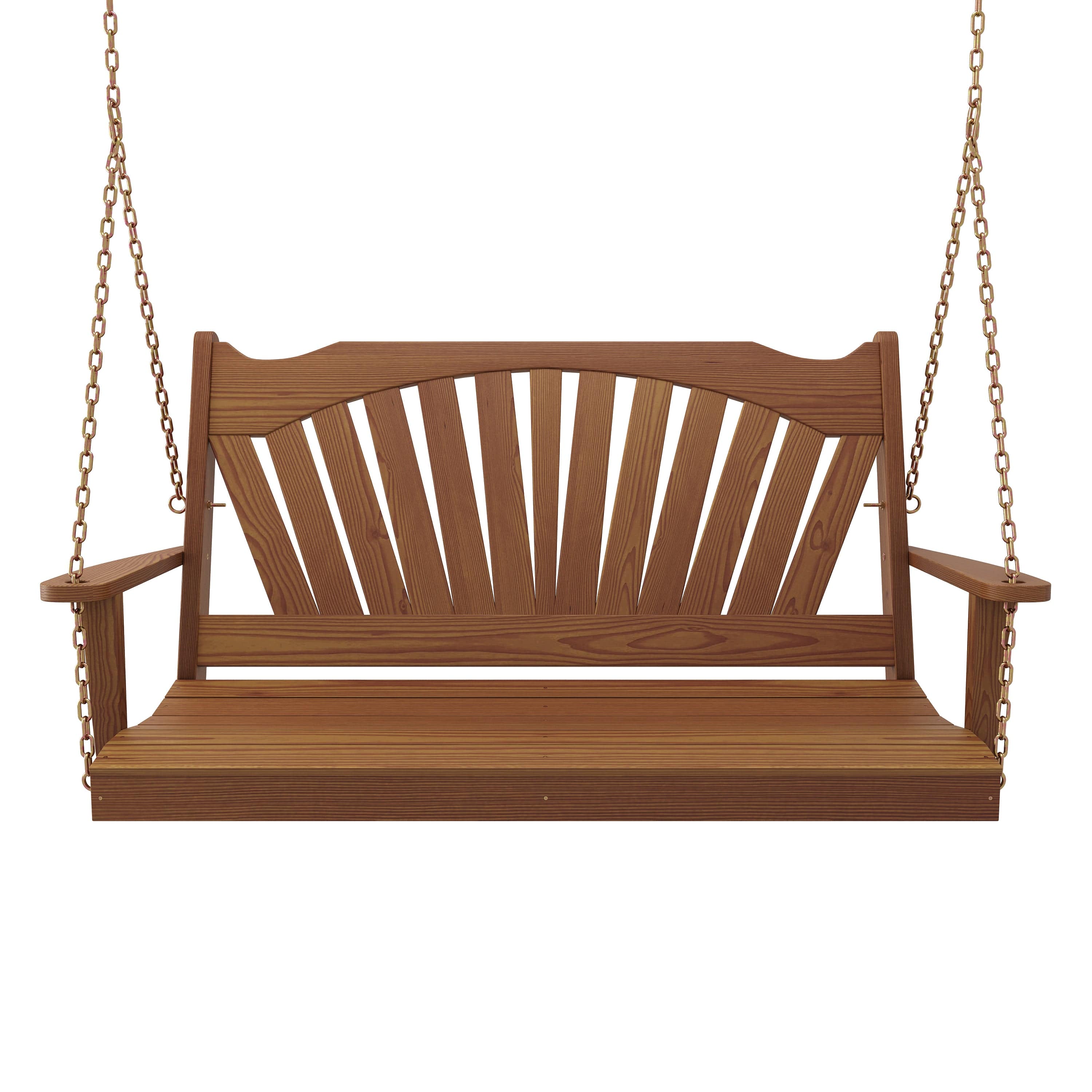 Keystone Amish Co. 5-Foot Sunburst Porch Swing with Mushroom Stain - Perfect for Outdoor Relaxation on Patios, Decks & Gardens