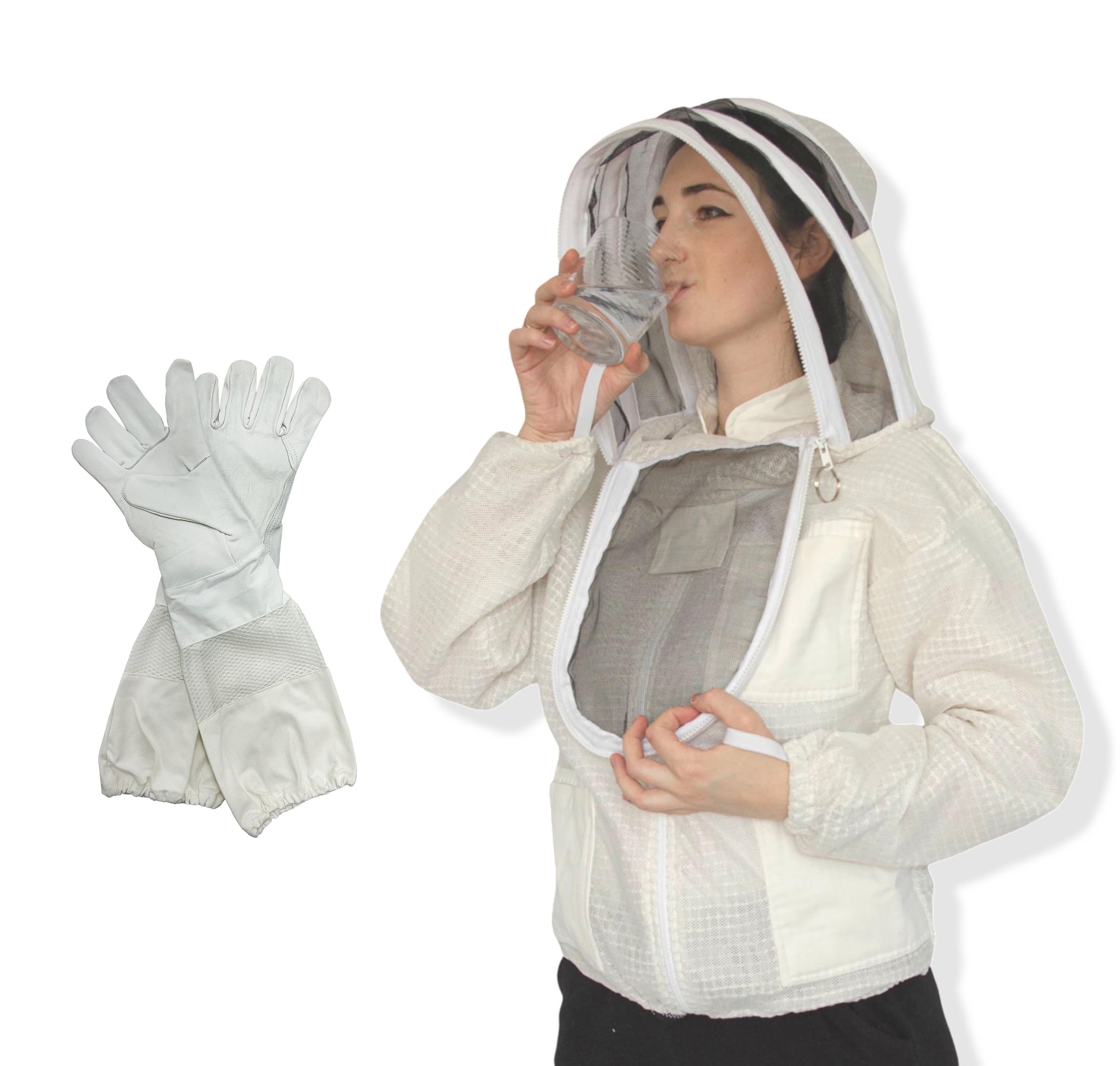 Ventilated Beekeeping Jacket with 3-Layer Mesh Body & Sting-Proof Protection - YKK Zippers & Easy Access Veil - Beekeeper Suit for Adults (Size 7XL) - Ideal for Beekeeping, Honey Harvesting, and Apiary Maintenance