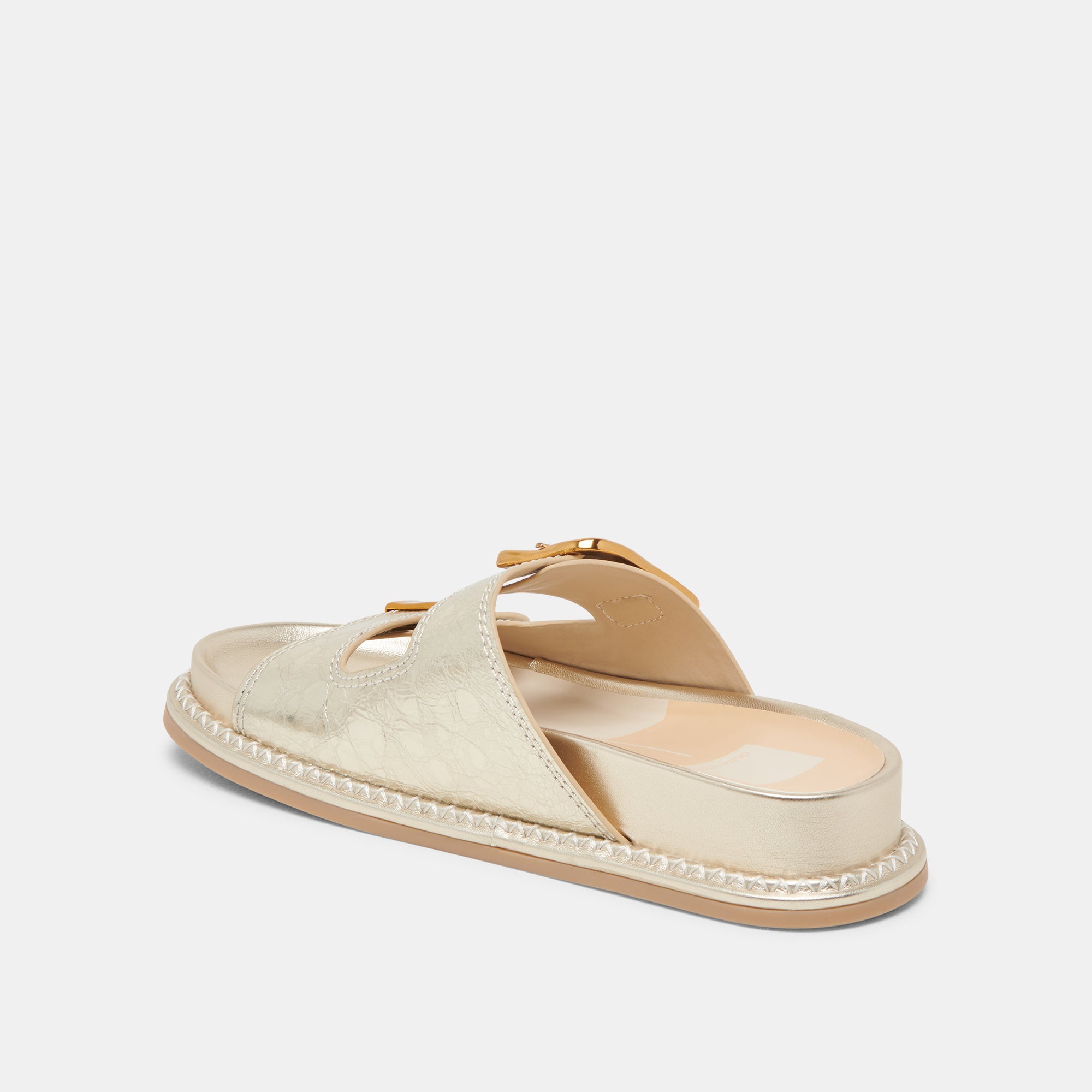 SEVANA Women's Light Gold Distressed Leather Sandals - Comfortable Casual Summer Shoes for Beach, Travel & Everyday Wear