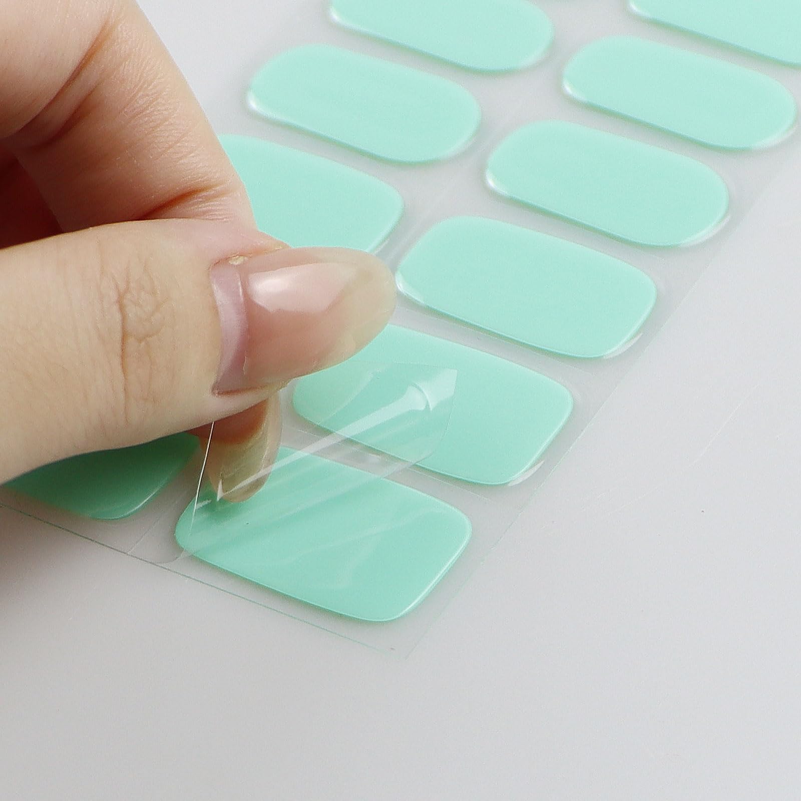 JMEOWIO Semi Cured Gel Nail Strips - Green Nail Stickers for DIY Nail Art, Salon Quality Nail Supplies & Decoration Accessories | Perfect for Home Manicures, Parties & Special Occasions