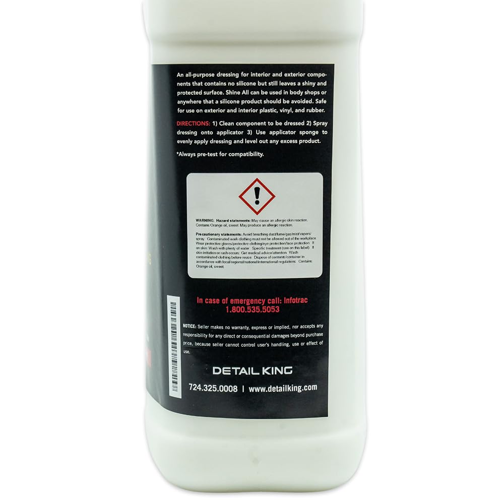 Detail King Shine All Non-Silicone Interior Dressing & Tire Shine - Gallon | Silicone-Free Car Plastic Restorer & Dashboard Cleaner | Safe for Auto Detailing & Body Shops | Perfect for Cars, Trucks & Motorcycles