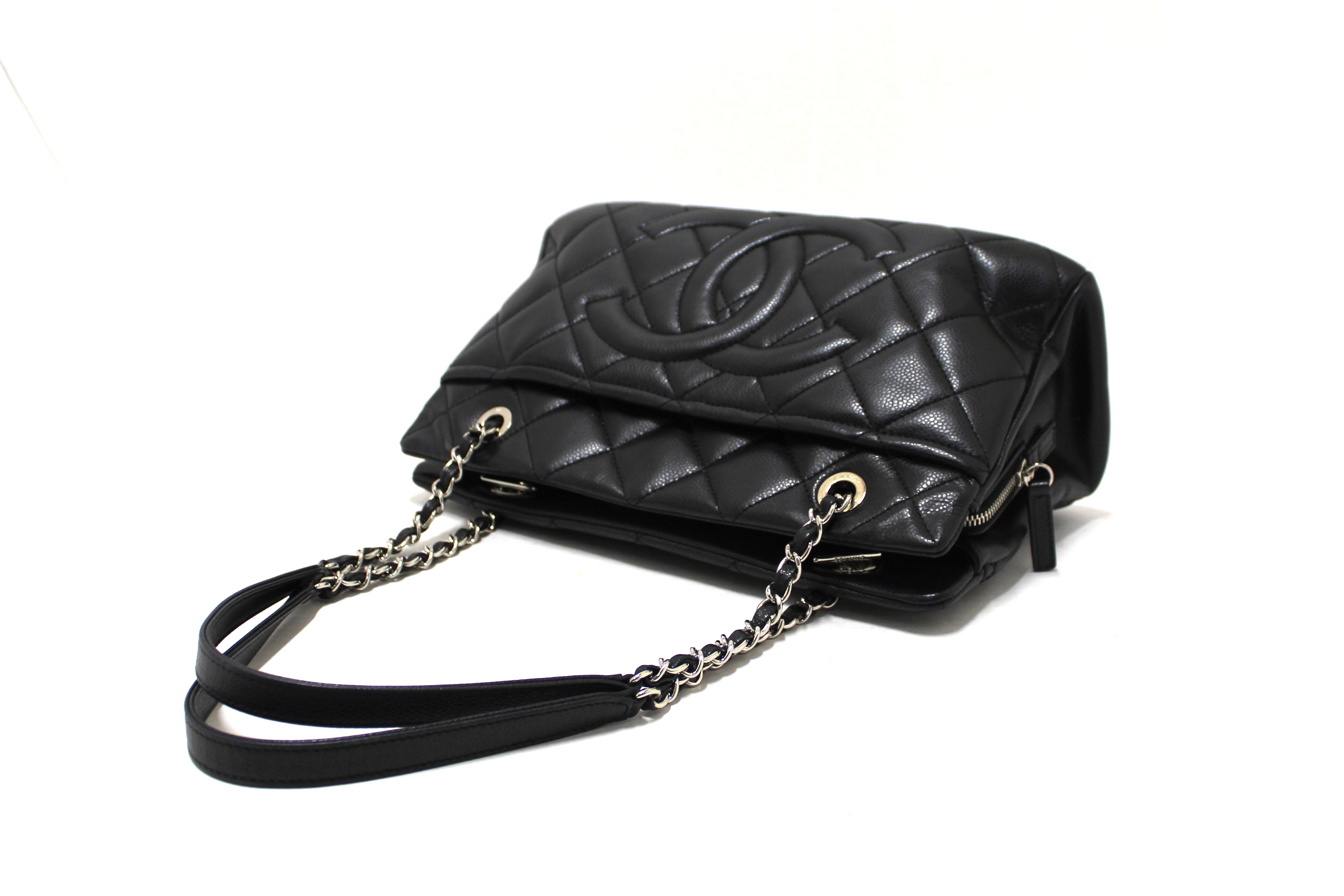 Authentic Chanel Black Quilted Caviar Leather Timeless Shopper Tote Bag - Luxury Designer Handbag for Women, Perfect for Work, Travel & Everyday Use