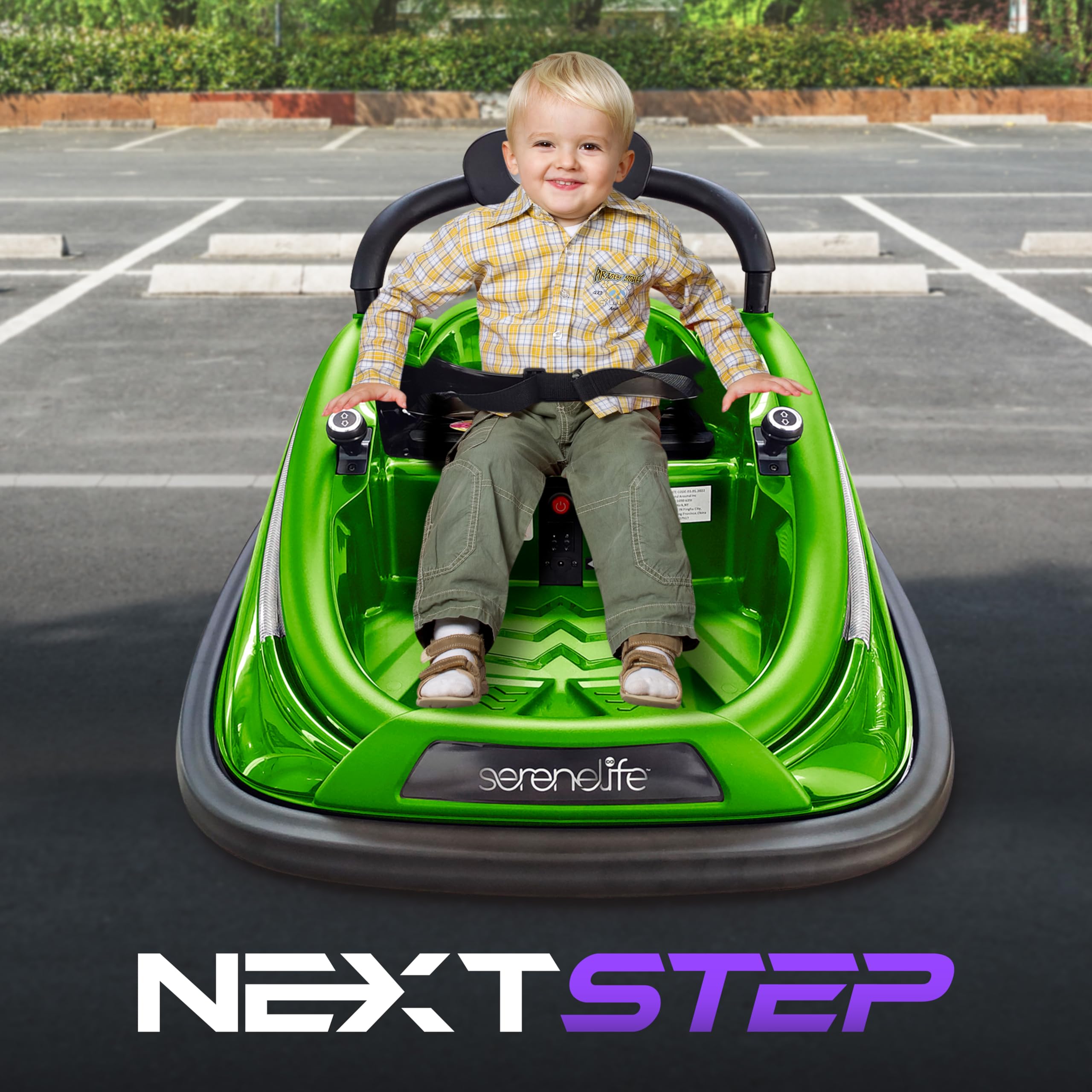 Electric Bumper Car for Kids - 12V Rechargeable Battery Powered Ride On Toy with 2 Speed Modes, Parent Remote Control & Safety Belt | 360° Spin, LED Lights, Dual Joystick | Indoor & Outdoor Play for Toddlers (Green)