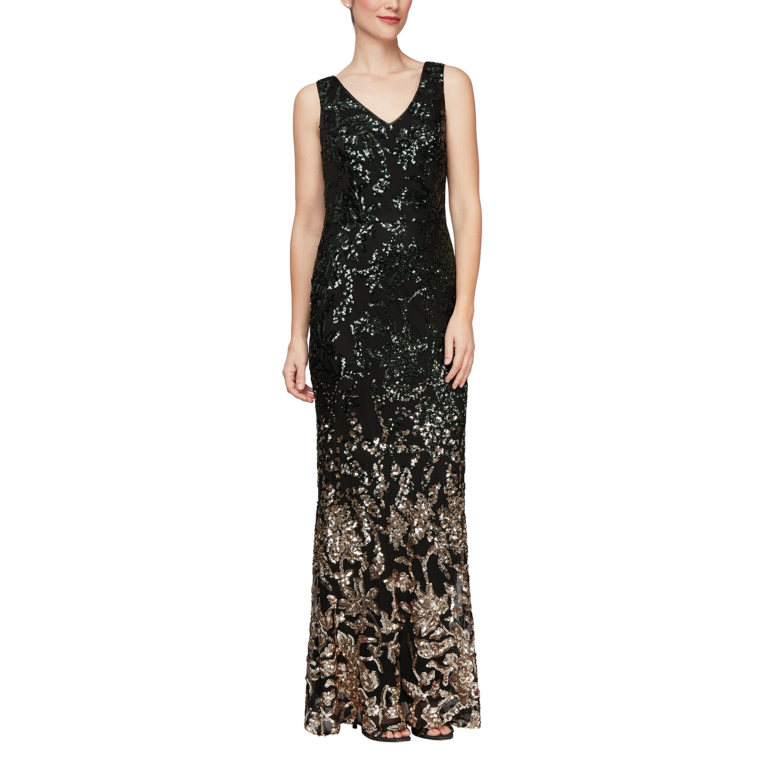 Alex Evenings Women's Sequin Dresses - Long Sleeveless & Short Sleeve Party Gowns for Evening Events, Prom, Cocktail Parties & Special Occasions