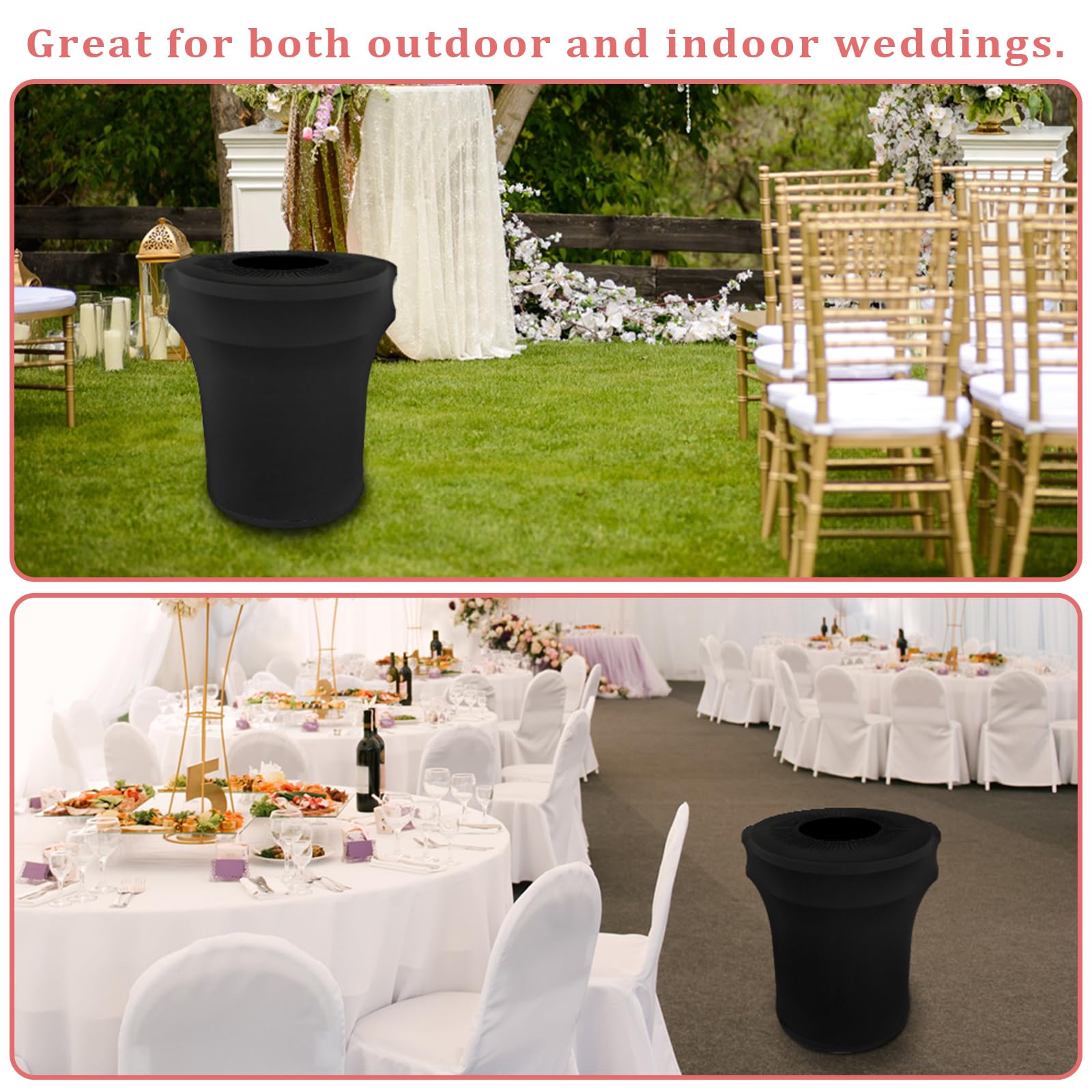 32 Gallon Stretch Spandex Trash Can Cover - 2 Pack Outdoor Fitted Waste Container Covers for Round Garbage Bins | Waterproof & UV Resistant | Perfect for Wedding, Party, Fundraiser Decor & Outdoor Events (Black) - No Trash Can Included