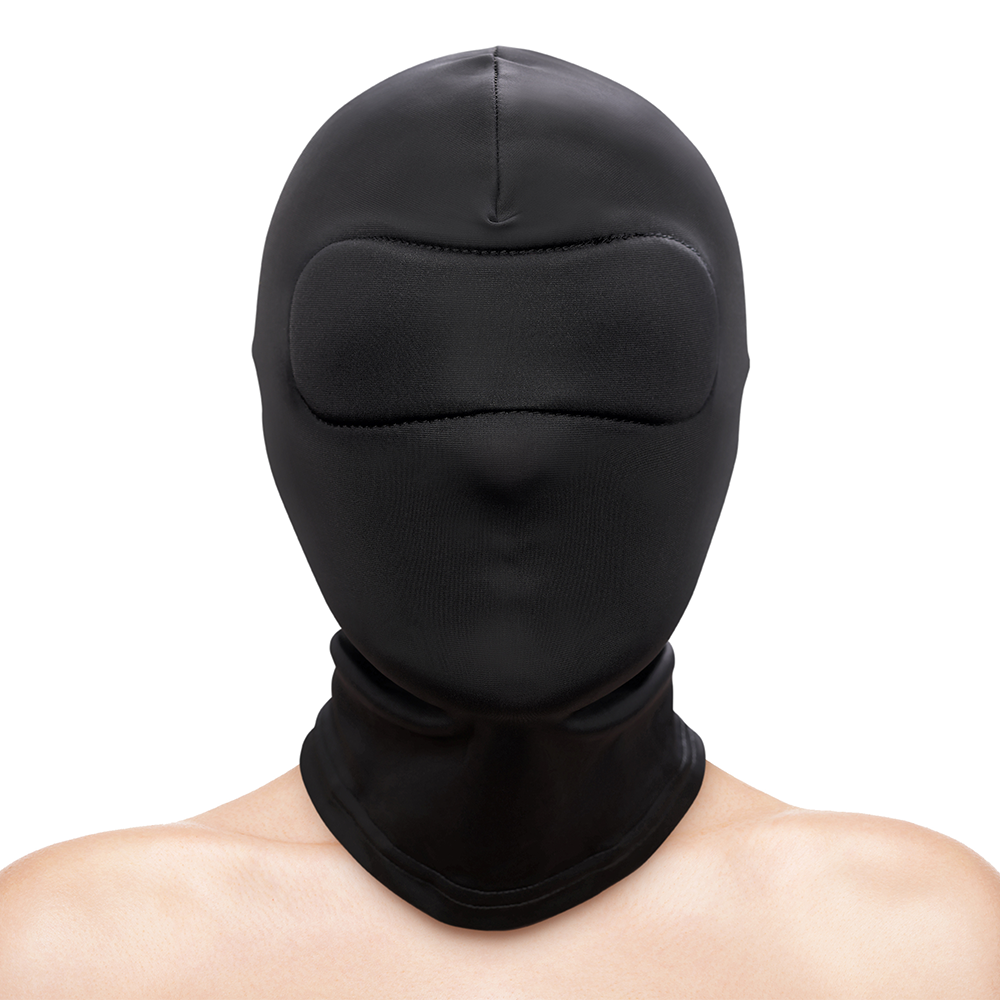Sensory Deprivation Hood - Fetish & Fashion Blindfold with Padded Eyes for BDSM, Meditation & Relaxation - Black PU Leather Blindfold Mask for Sensory Play & Sleep Aid