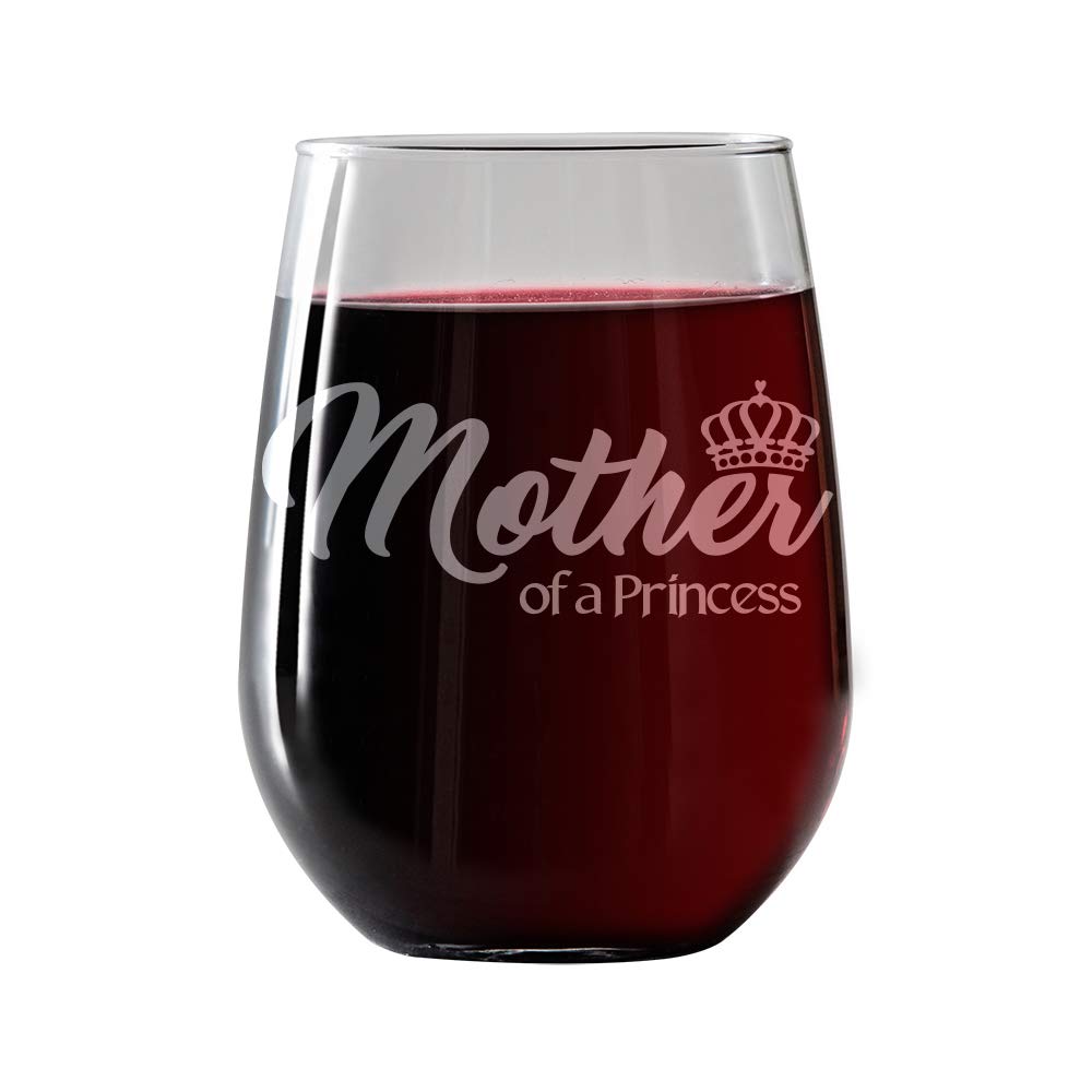 Mother Daughter Wine Glass Gift Set - 2 Stemless 17oz Glasses - 'Mother of a Princess, Daughter of a Queen' - Elegant Birthday & Mother's Day Gifts for Women - Perfect for Mother-Daughter Bonding, Girls' Night, and Special Celebrations