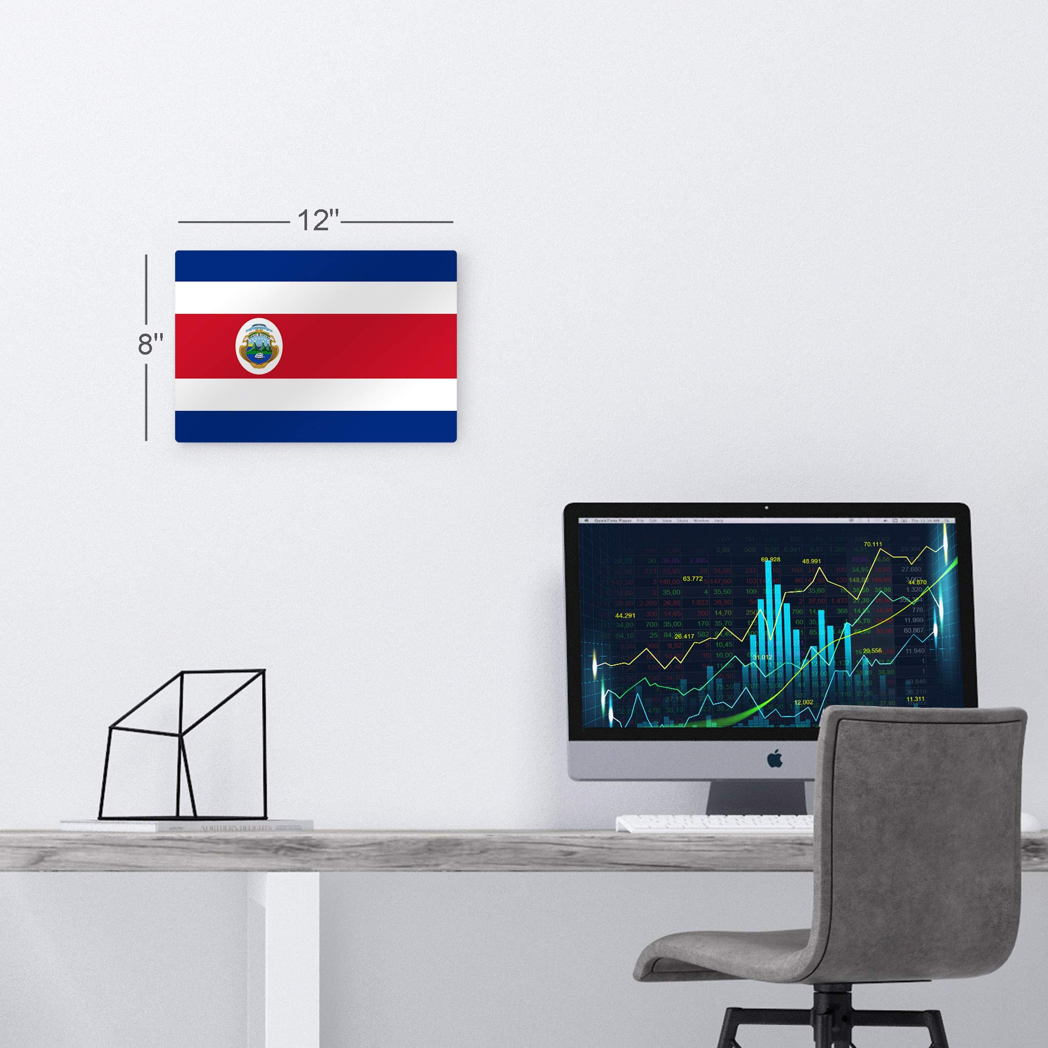 Premium Costa Rica Flag Metal Wall Art - 30x40 Inches, Ready to Hang, Made in USA | Modern Home & Office Decor for Living Room, Dorm, Bedroom, Kitchen, Man Cave, Sports Club & Bar | Perfect Gift for Travel Lovers & Patriotic Decor