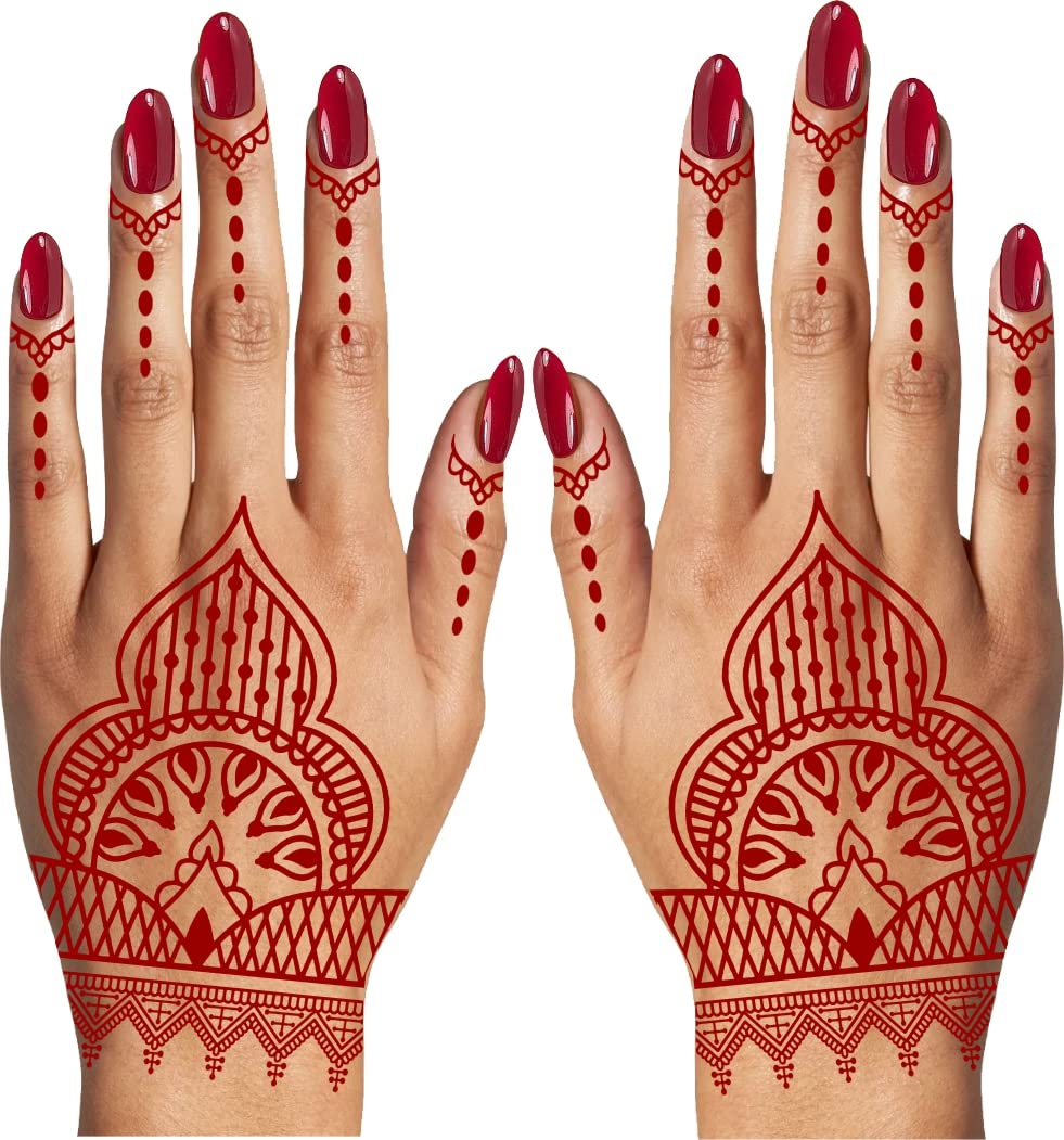 Waterproof Flower Mehndi Temporary Tattoos for Women - Long Lasting Body Art for Parties, Weddings & Festivals