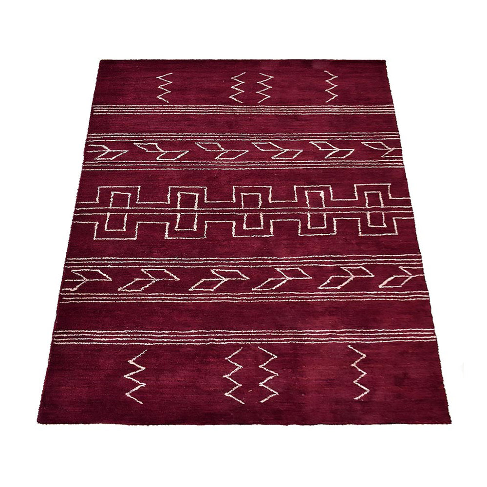 Handmade Rhombus Wool Area Rug - Traditional Hand Knotted Oriental Carpet for Living Room, Bedroom & Dining Room Decor