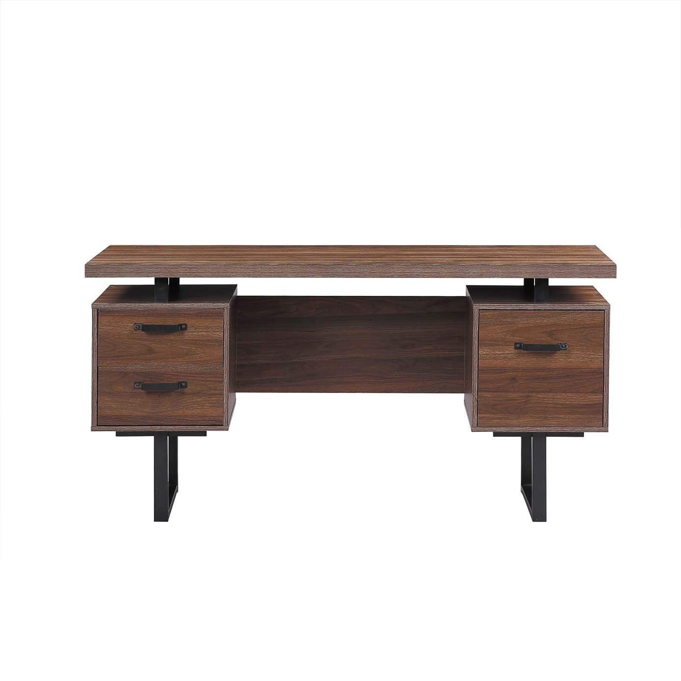 Modern Home Office Desk with Drawers - Ergonomic Writing Study Table for Small Spaces, Work from Home & Remote Learning - Stylish Wooden Computer Desk for Bedroom, Apartment or Dorm Room