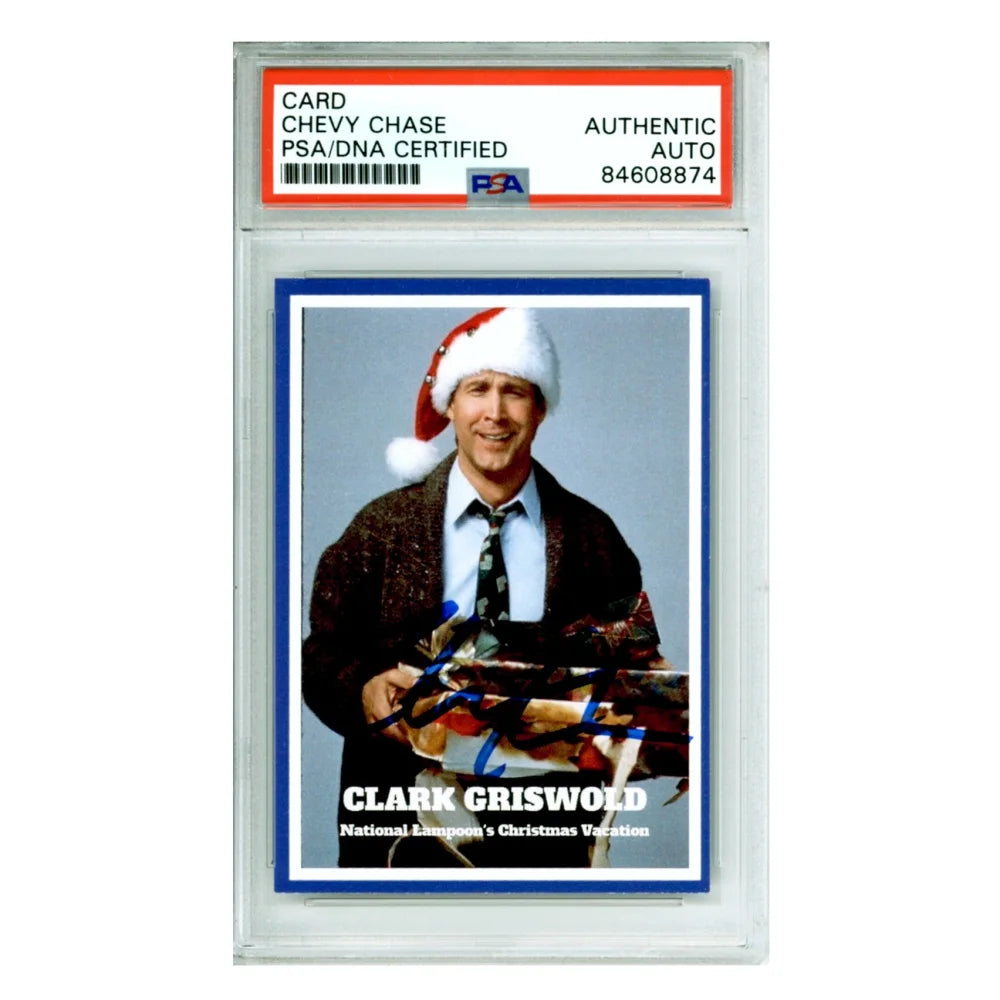 PSA Certified Chevy Chase Autographed Christmas Vacation Trading Card - Clark Griswold Signed Memorabilia for Movie Collectors & Holiday Decor