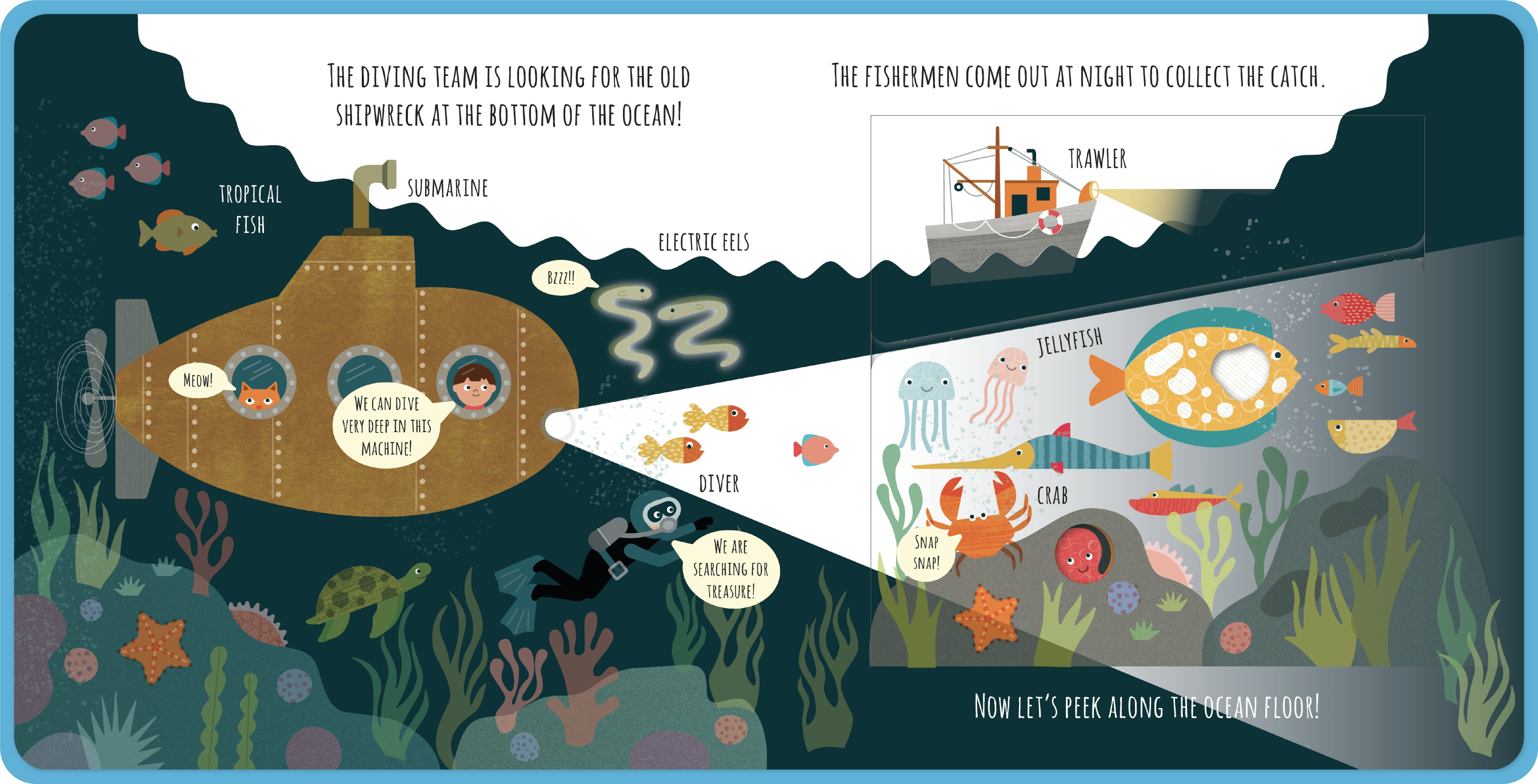 Peek Inside In The Ocean Board Book - Interactive Lift-the-Flap Ocean Animals Book for Toddlers & Kids - Perfect for Early Learning, Bedtime Stories & Underwater Exploration