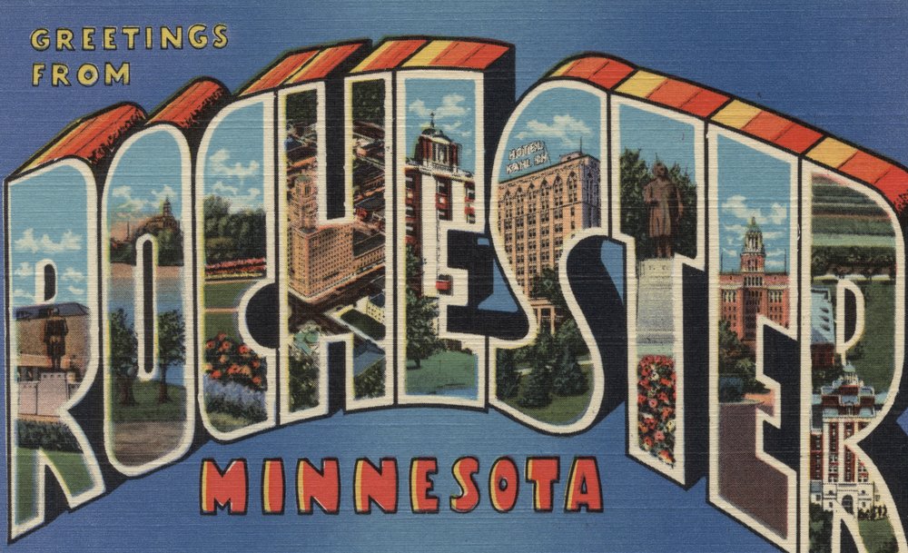 Rochester Minnesota Large Letter Scenes 8707 - 24x36 Signed Art Print Poster, Vintage Wall Decor for Home & Office | Perfect for Living Room, Bedroom or Gift
