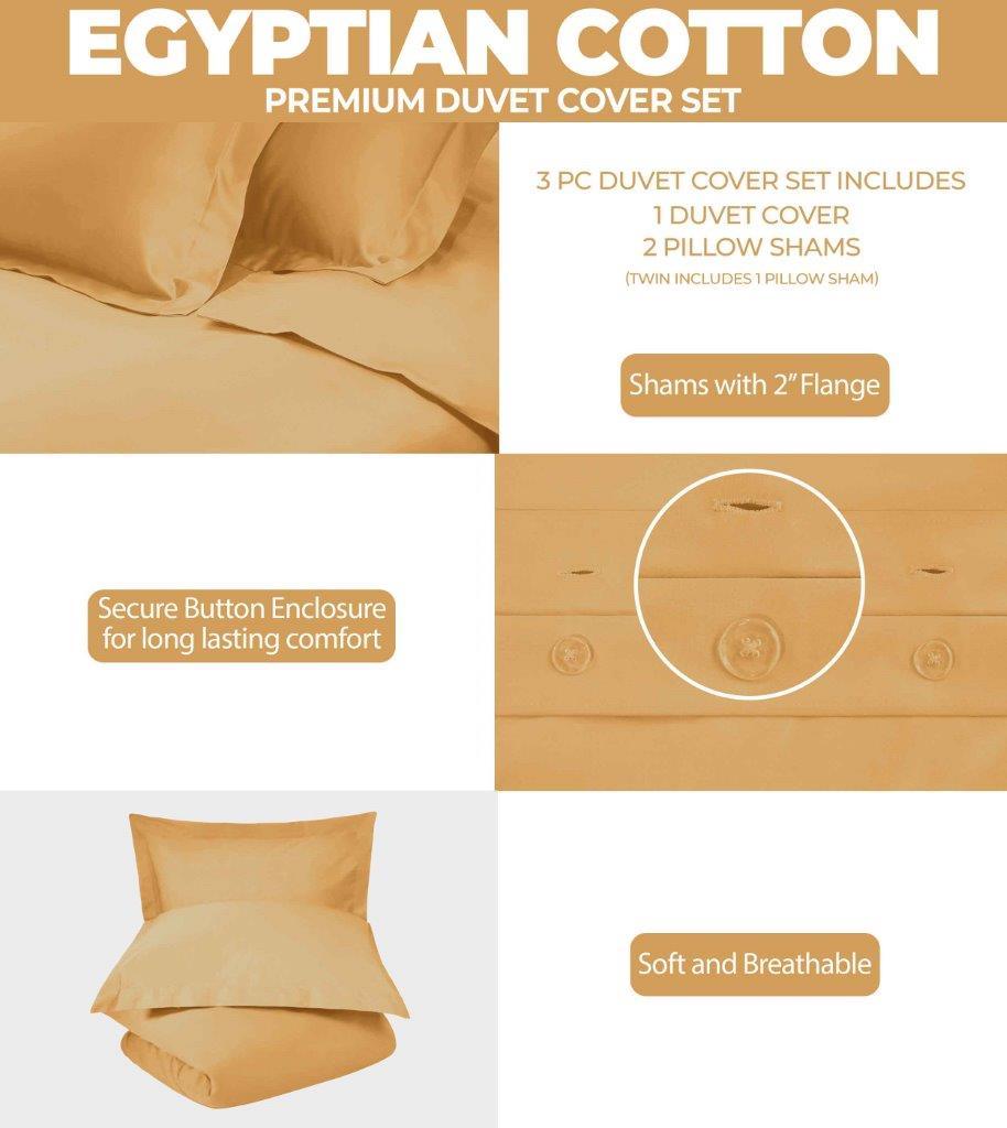 Premium 100% Egyptian Cotton 300 Thread Count Duvet Cover Set - Queen Size, Soft & Breathable Luxury Bedding for Hotel-Style Comfort - Perfect for Master Bedrooms, Guest Rooms & Luxury Home Decor