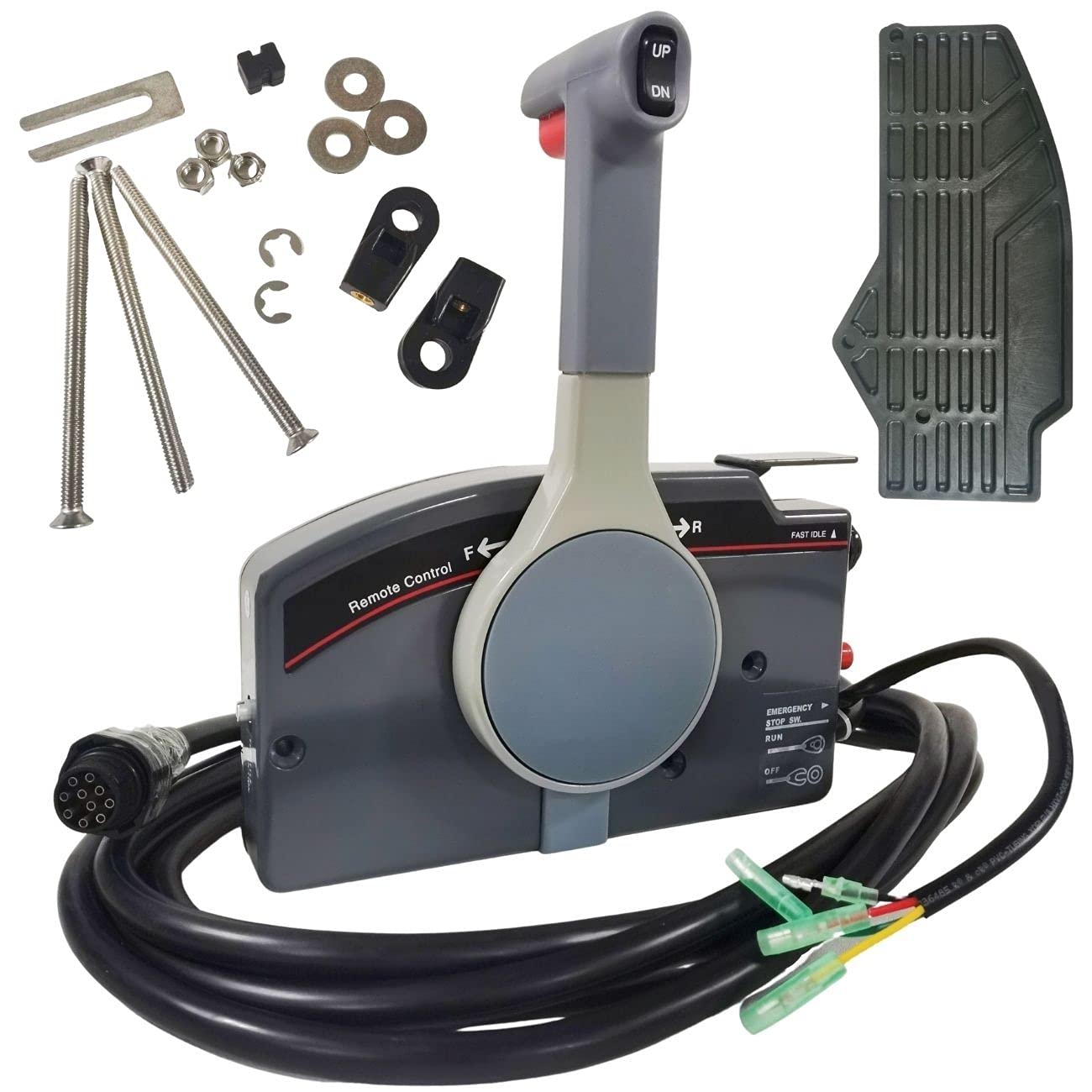 Yamaha Outboard Remote Control Box 703-48205 - Side Mount with 10 Pin Wire Harness (5M Length) - Power Trim & Tiller Switch - Perfect for Marine Boating & Fishing Accessories