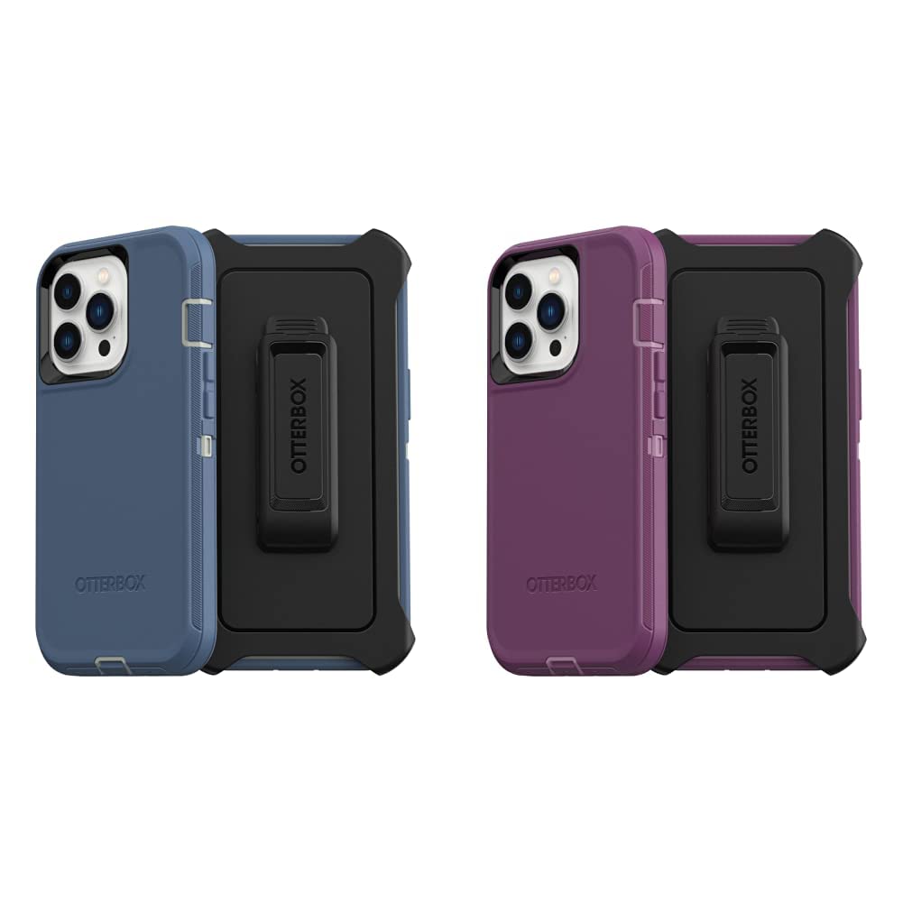 OTTERBOX Defender Series SCREENLESS Edition Case for iPhone 13 Pro - Fort Blue & Happy Purple | Heavy Duty Protective Phone Cover | Perfect for Outdoor Activities, Work & Travel