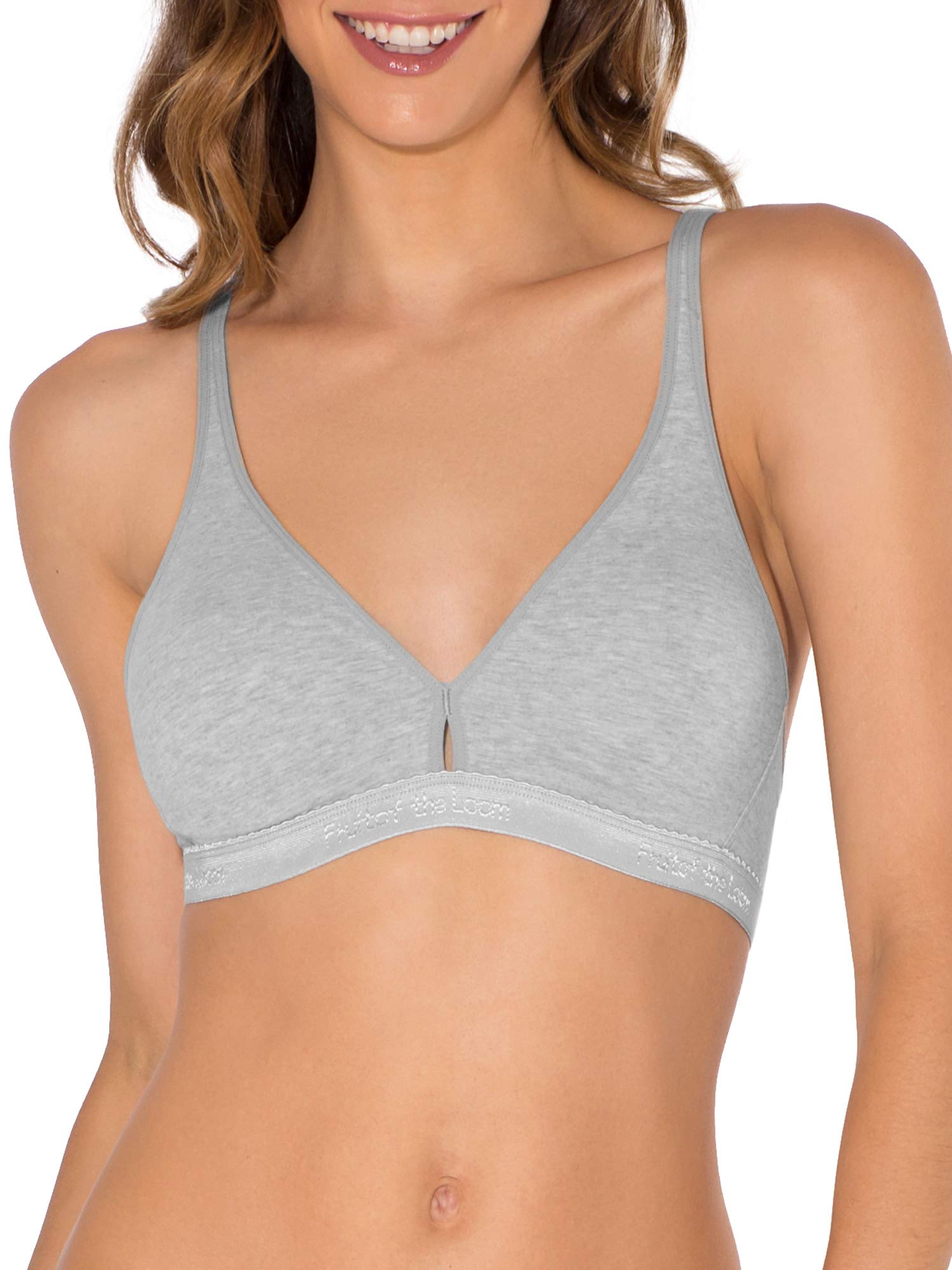 Fruit of the Loom Women's Wirefree Cotton Bralette - Soft Comfortable Wireless Bra for Everyday Wear, Lounge & Sleep