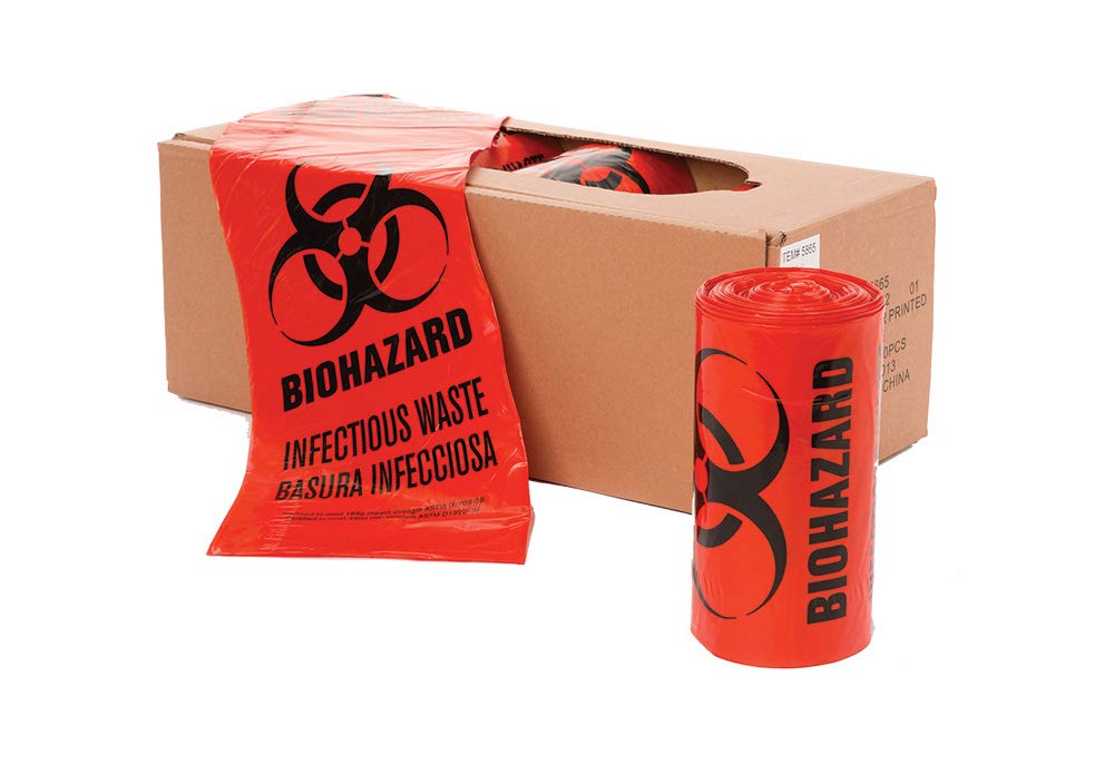 7-10 Gallon Red Biohazard Waste Bags - 24