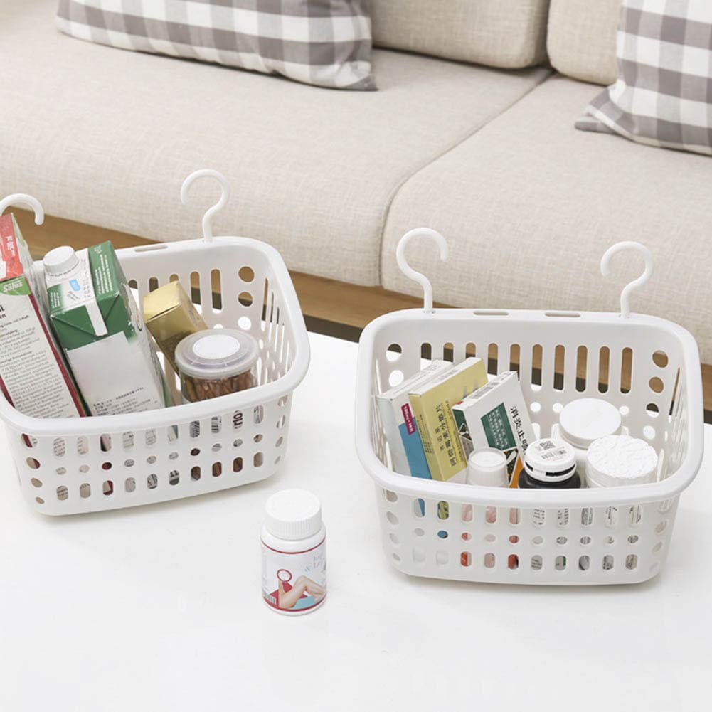 Multifunctional Plastic Wall Hanging Storage Basket - White Laundry Organizer for Clothes, Toys, Books & Cosmetics | Perfect for Bedroom, Bathroom & Kids Room Organization