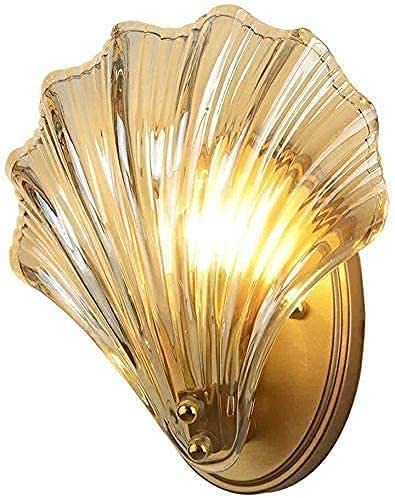 Vintage Metal Wall Sconce with Ribbed Clear Glass - Modern Chandelier Style Retro Shell E14 Wall Lamp for Living Room, Bedroom & Hallway Lighting
