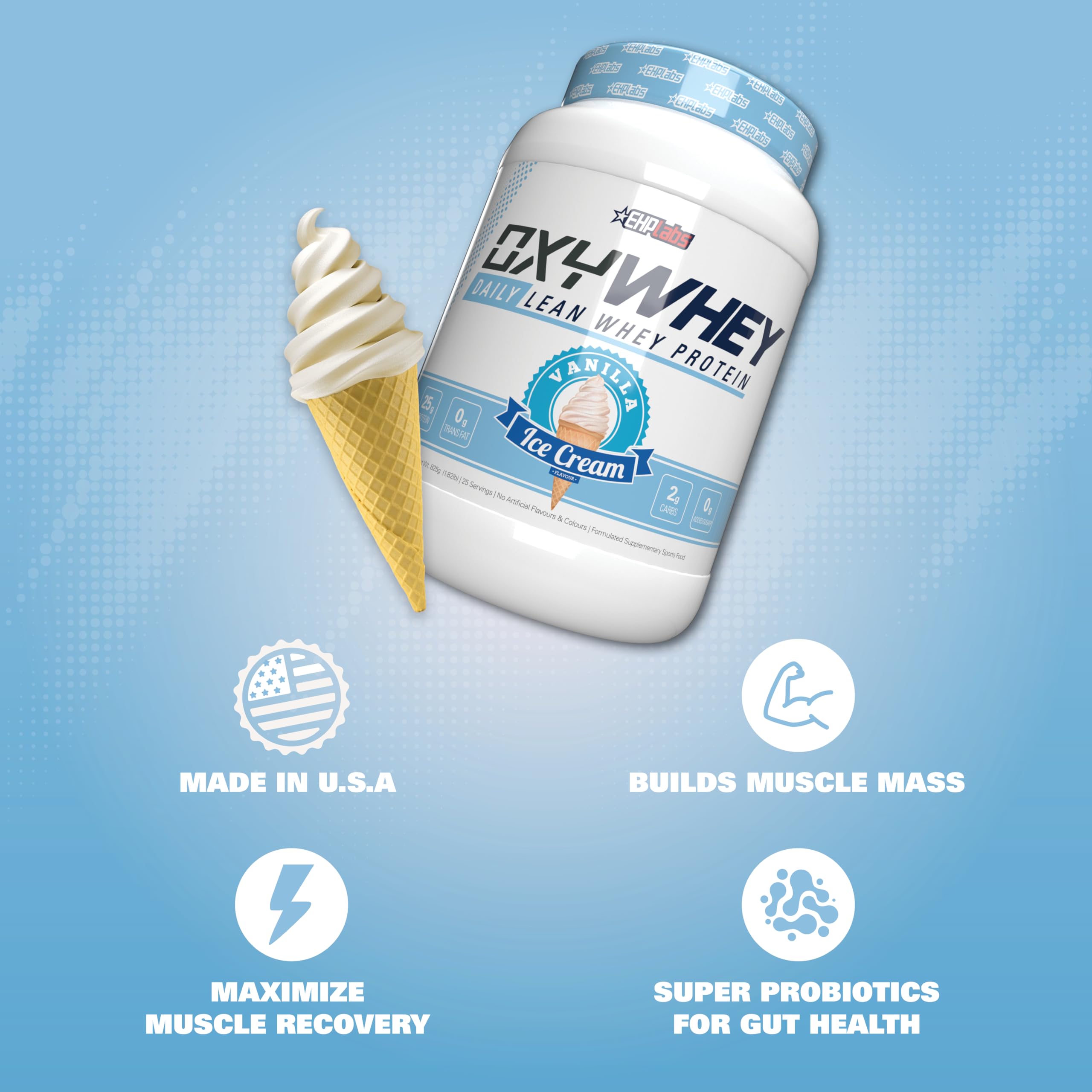 EHP Labs OxyWhey Protein Powder - 2lb Whey Protein Isolate for Muscle Growth & Recovery - Ideal for Gym Workouts, Weight Loss & Post-Workout Nutrition