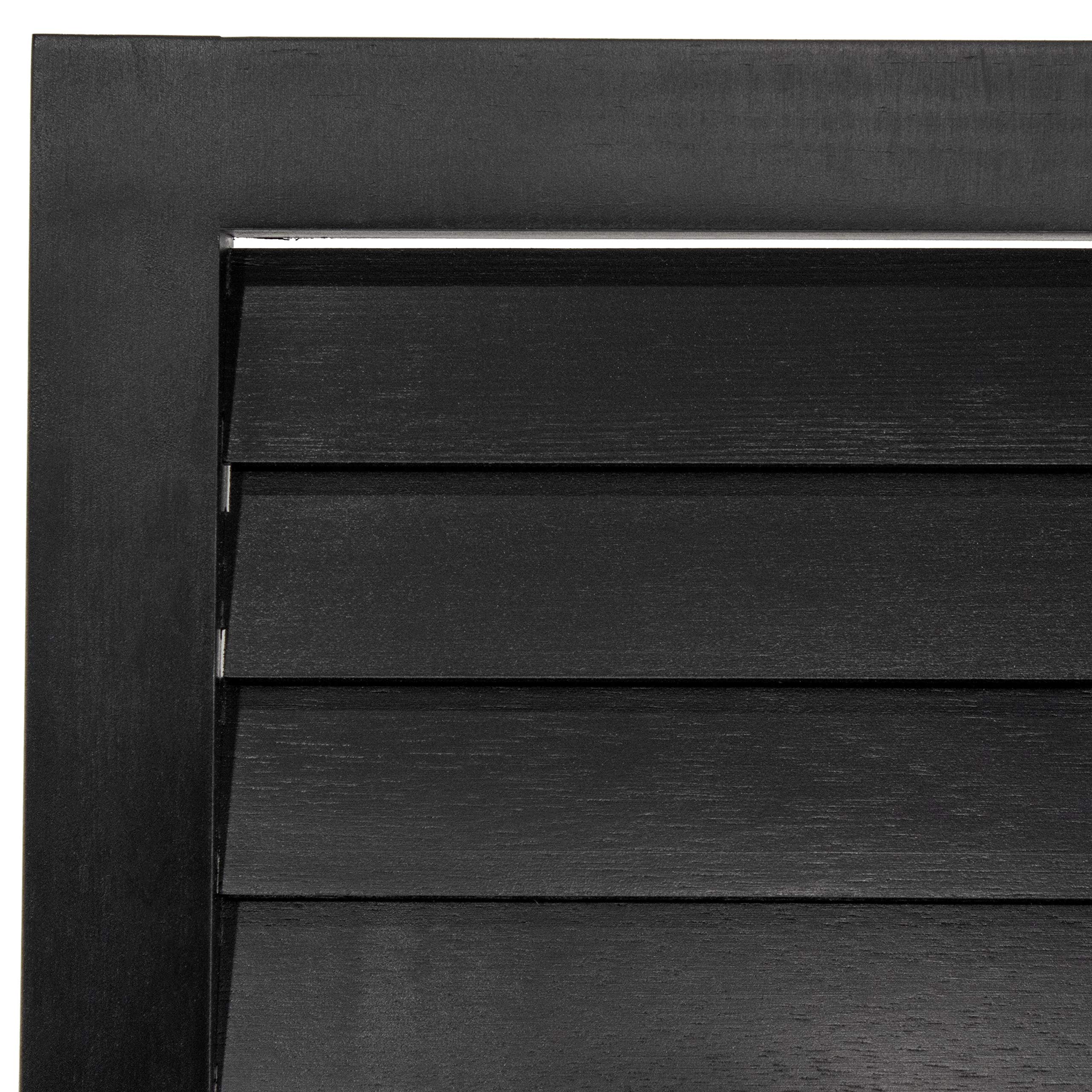 6 ft. Tall Wooden Louvered Room Divider Screen - 4 Panel Black Folding Privacy Partition for Home Office, Bedroom & Living Room Decor
