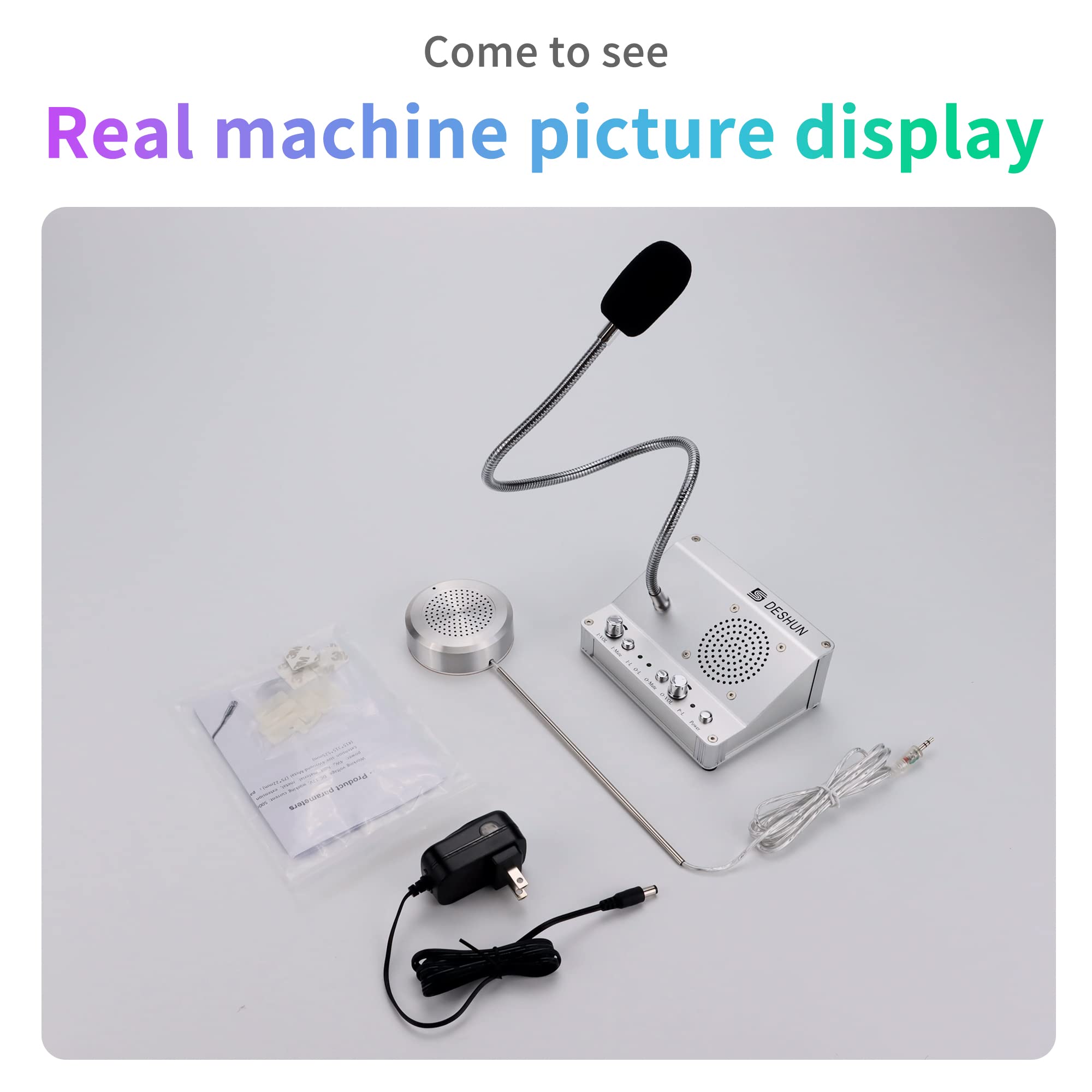 DESHUN Dual-Way Window Intercom System with Microphone & Speakers - Clear Communication Solution for Banks, Offices, Hospitals, Train Stations, Restaurants & Ticket Counters - Perfect for Secure Transactions & Customer Service