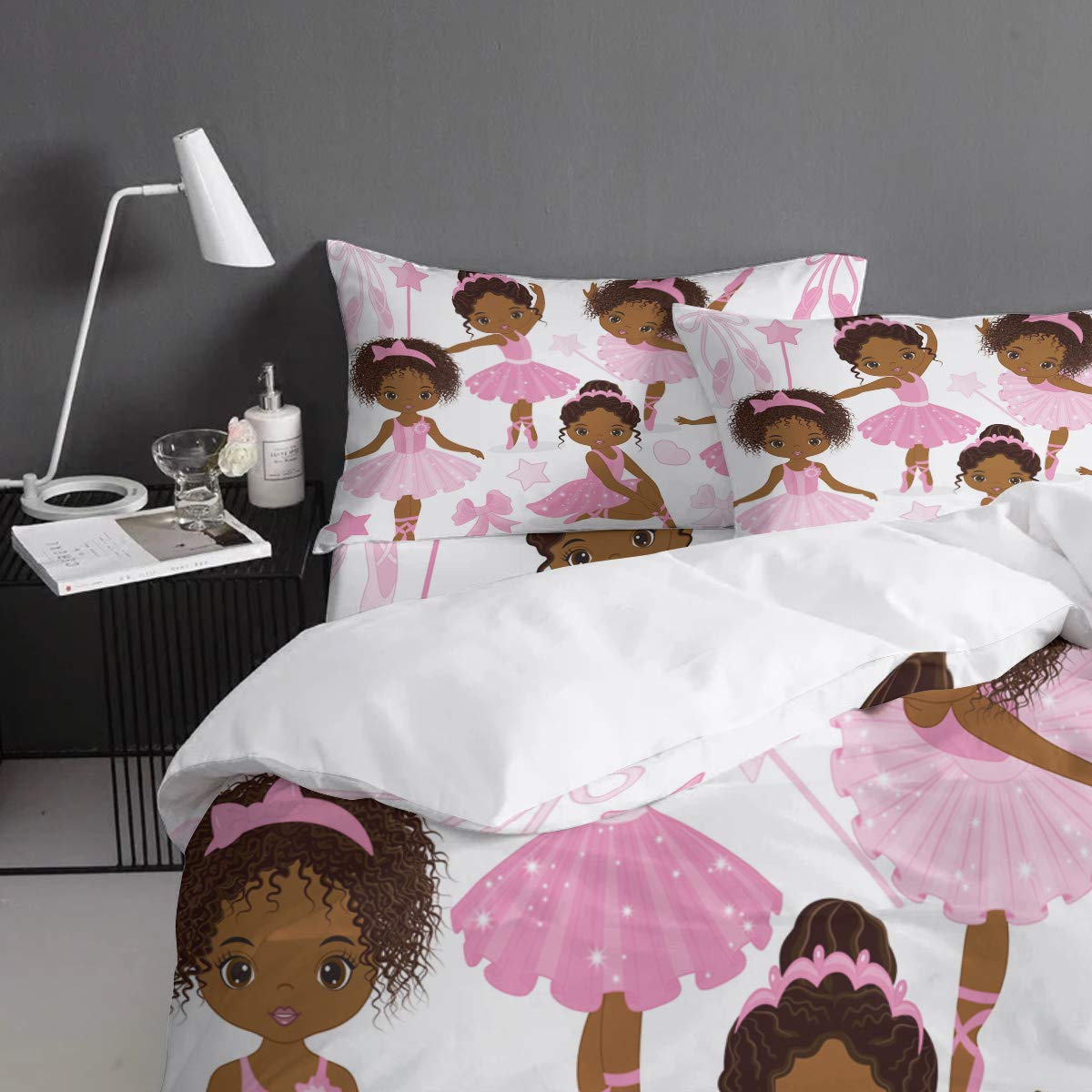 **Ballerina Dancer Duvet Cover Set - Full Size 4-Piece Soft Microfiber Bedding Set for Kids & Adults, Breathable Comforter Cover with Zipper Closure - Perfect for Girls' Bedroom, Ballet Theme Decor**
