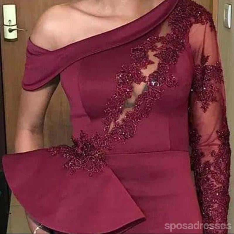 Elegant Burgundy One-Shoulder Mermaid Bridesmaid Dress - WG1100 | Long Formal Gown for Weddings, Prom & Special Occasions