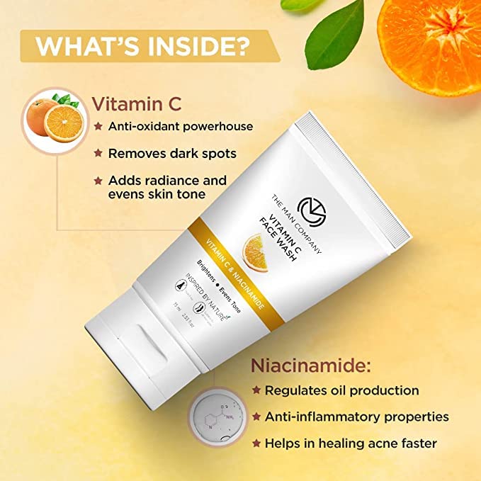The Man Company Ultimate Face Wash Duo - Charcoal & Vitamin C Face Wash for Men (75ml) | Oil-Free, Blackhead Removal & Instant Glow | All Skin Types | Daily Skincare Routine & Travel Essential