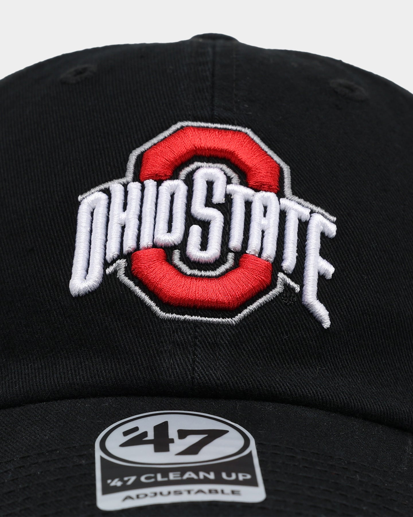 47 Brand Ohio State Buckeyes '47 Clean Up Adjustable Strapback Hat - Black NCAA College Baseball Cap for Men & Women - Perfect for Game Day, Tailgating and Casual Wear