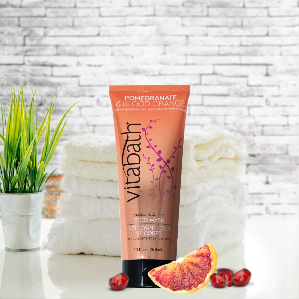 Vitabath Pomegranate & Blood Orange Moisturizing Body Wash - Infused with Hibiscus Flowers, Cruelty-Free & Paraben-Free - Hydrating Shower Gel for Dry Skin - Perfect for Daily Bath & Spa Relaxation (10 oz)