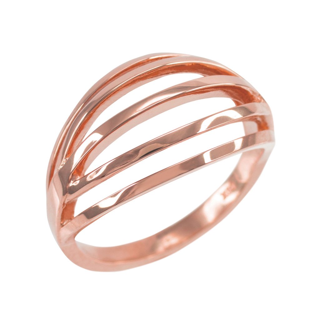 14K Solid Rose Gold Open Design Ribbon Ring for Women - Elegant Stackable Jewelry Gift for Anniversary, Valentine's Day & Everyday Wear