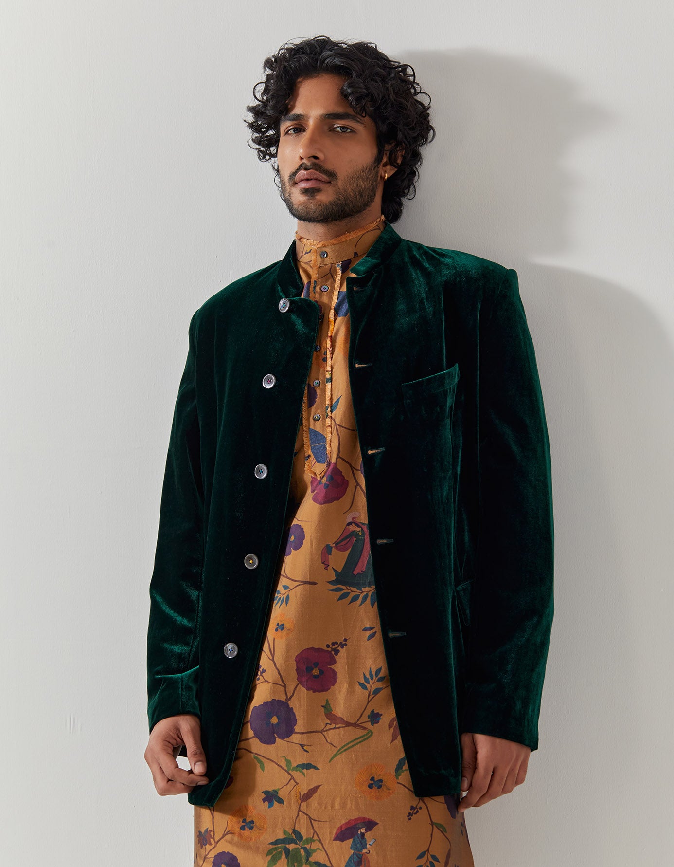 Luxury Green Velvet Bandhgala Jacket for Men | Elegant Indian Wedding Sherwani | Perfect for Weddings, Festivals & Formal Events
