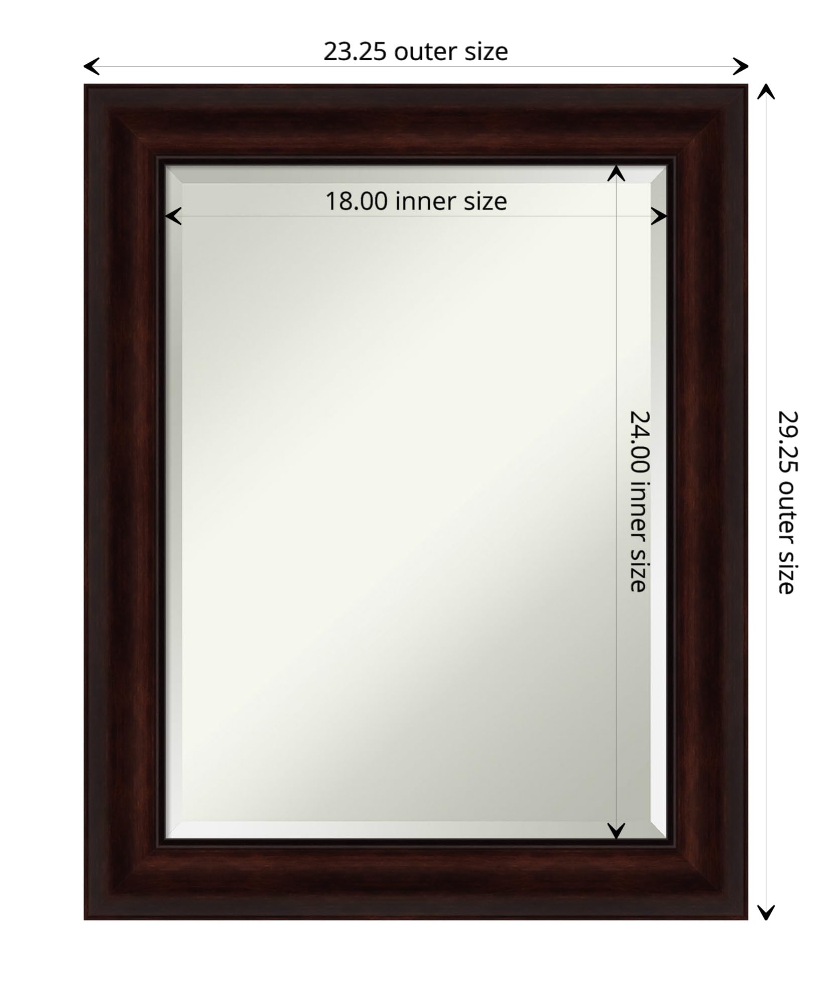 Amanti Art 29x23 Inch Brown Rectangle Wall Mirror - Coffee Bean Finish, Beveled Edge, Medium Casual Frame for Bathroom & Living Room Decor - Horizontal & Vertical Hanging - Perfect for Vanity, Entryway, and Bedroom Wall Decor