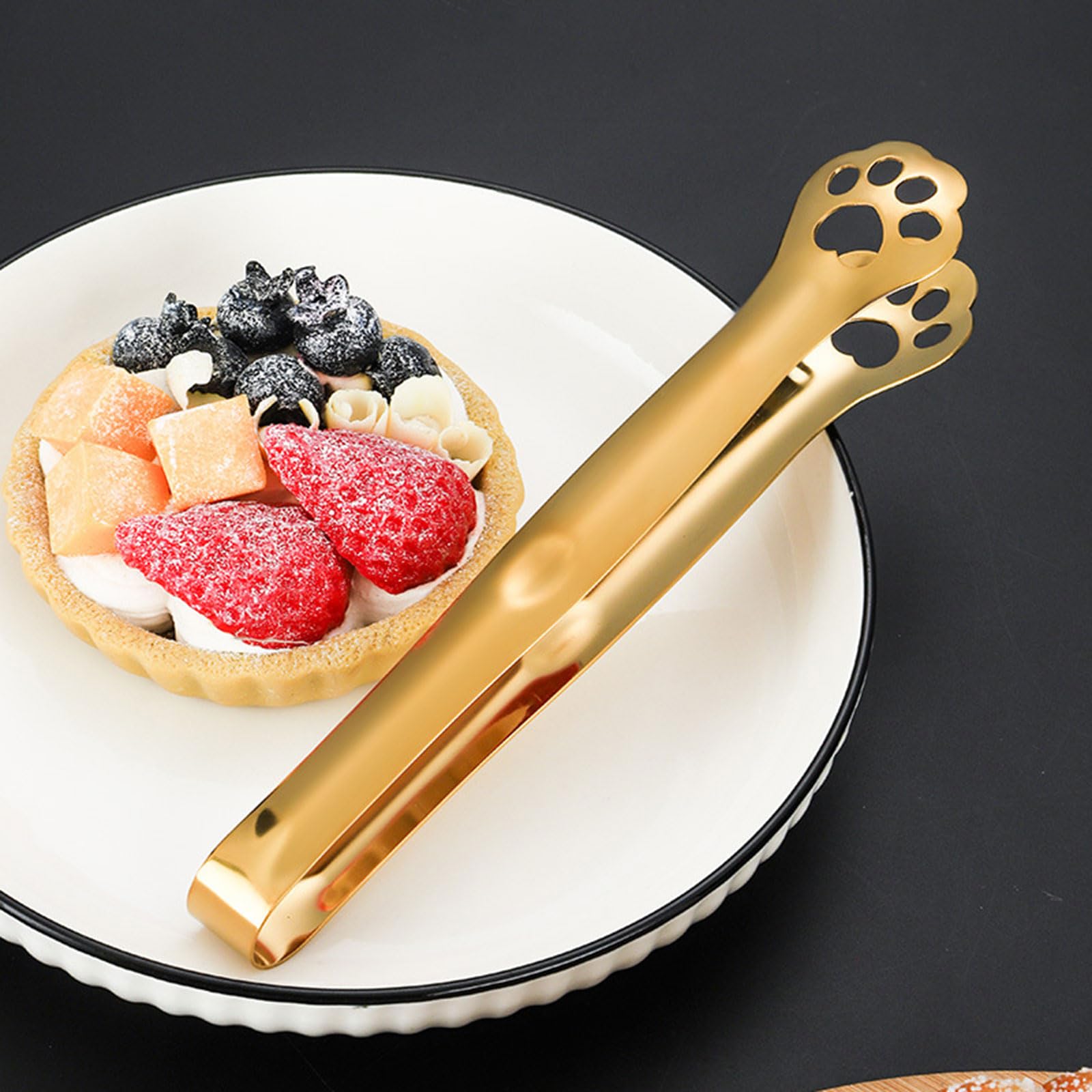Premium Stainless Steel Ice Tongs - Non-Slip Kitchen & Bar Utensil for Ice Cubes, Sugar, Bread, Tea & Food Serving | Gold Finish | Perfect for Cocktail Parties, Home Bars & Elegant Dining