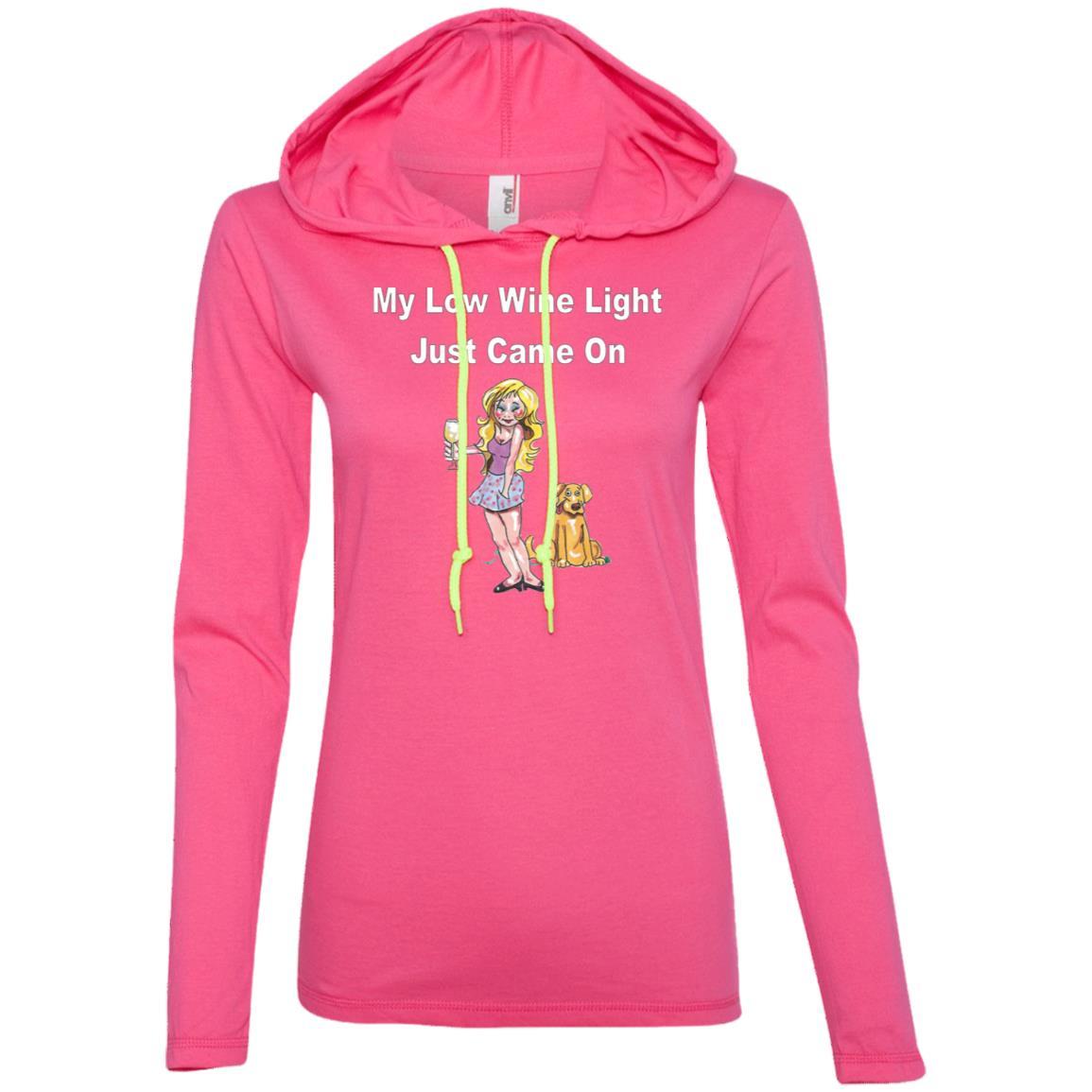 Low Wine Light Ladies Long Sleeve T-Shirt Hoodie - Funny Wine Lover Gift for Women - Perfect for Wine Tasting Parties & Casual Outings