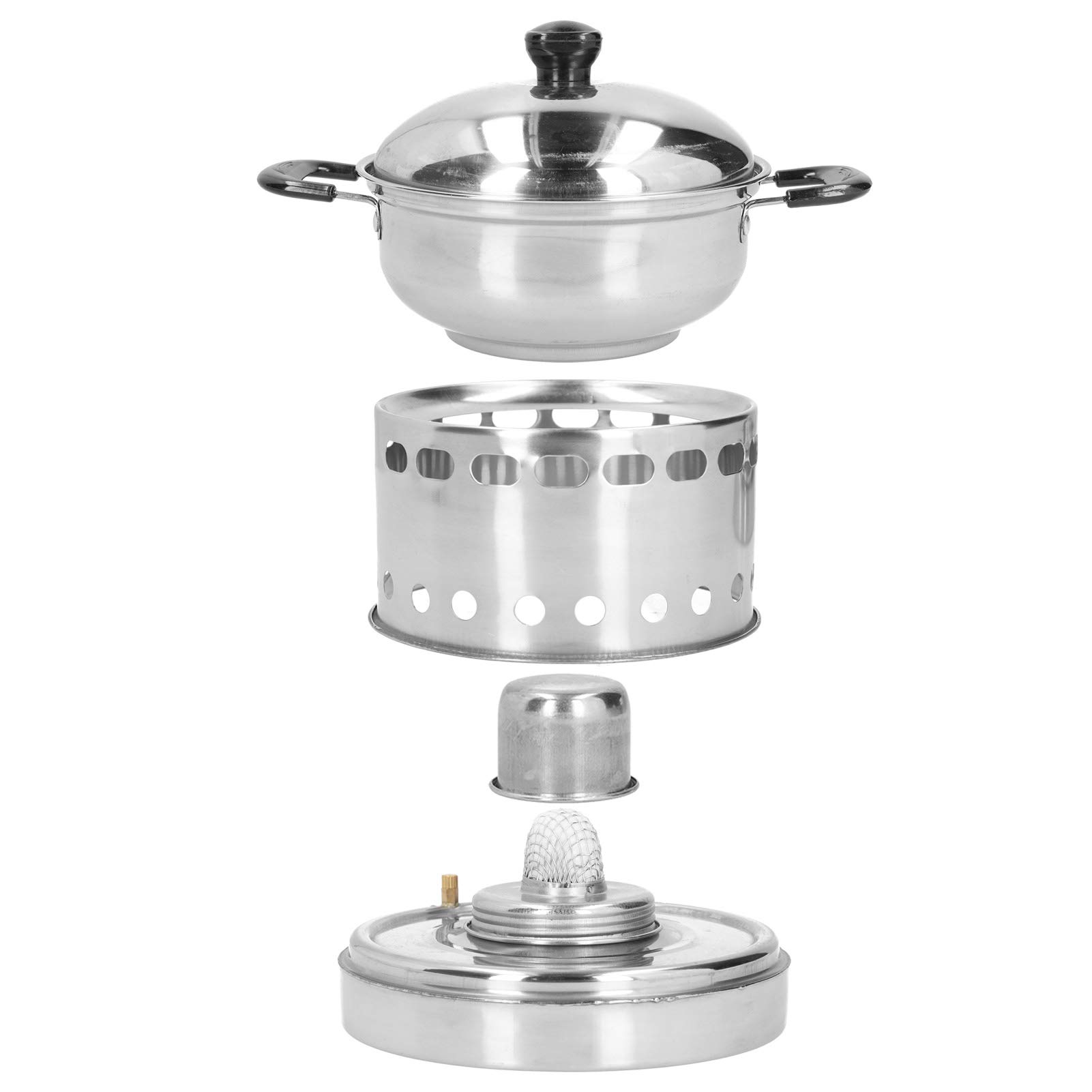 YEmirth Stainless Steel Hot Pot Stove - 18cm Professional Outdoor Camping Cookware for Asian Cuisine, BBQ & Picnics | Portable Gas Burner for Shabu Shabu, Fondue & Group Dining