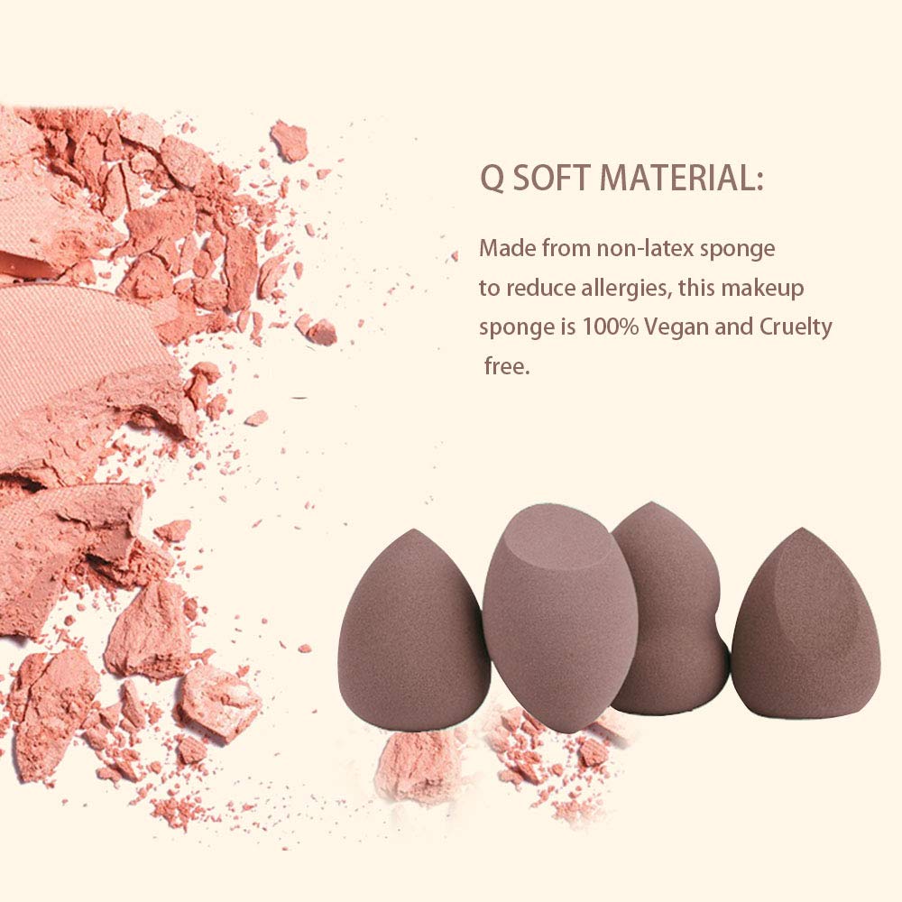 4-Piece Makeup Sponge Blender Set - Foundation & Contouring Beauty Sponge for Liquid & Cream Makeup (Brown) | Perfect for Professional Makeup Application & Everyday Beauty Routine