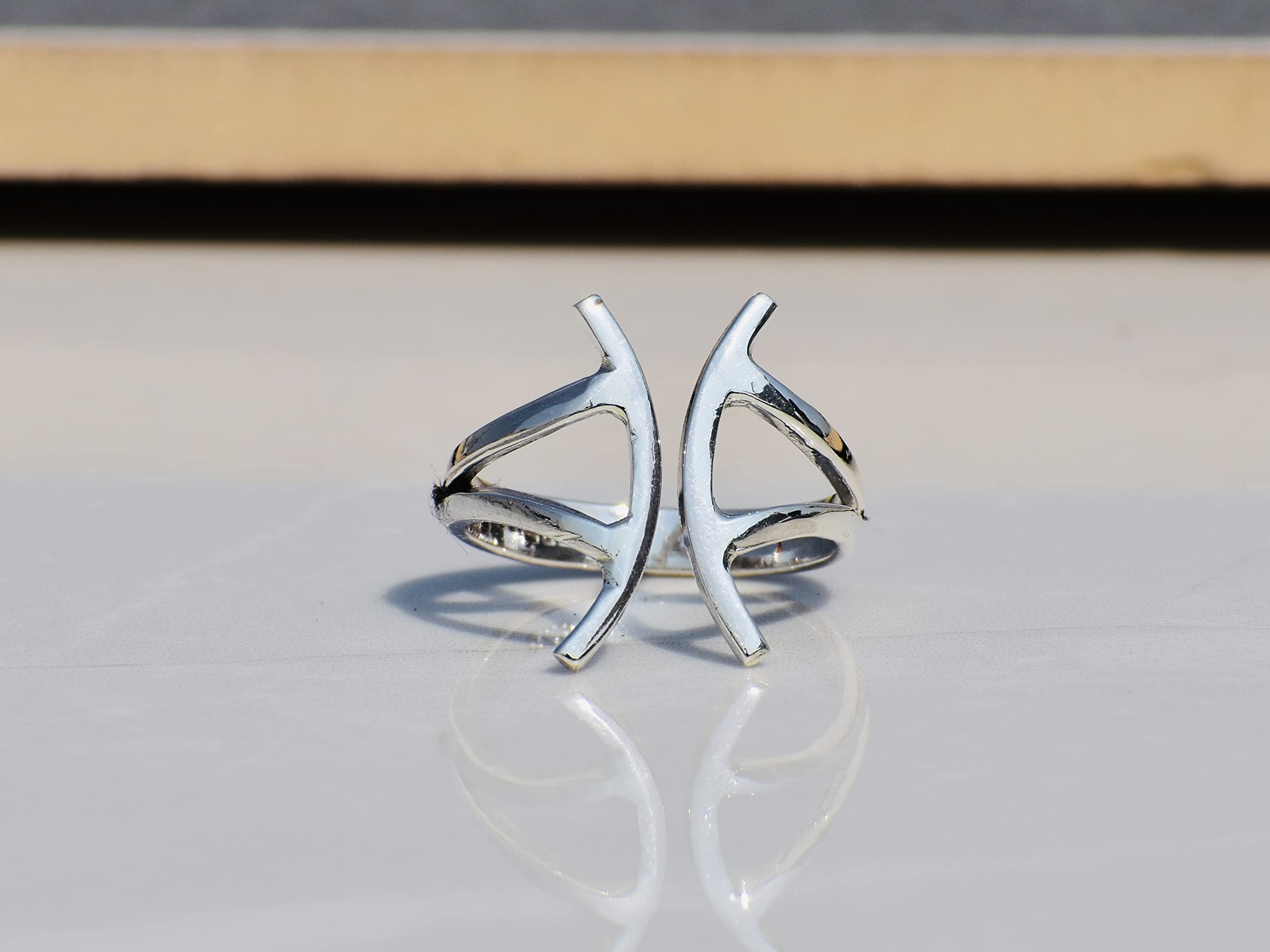 Sterling Silver Bar Ring - Adjustable Open Statement Ring for Women, Modern Unique One of a Kind Jewelry Gift (X 1/2) | Perfect for Parties, Weddings & Everyday Fashion Accessories