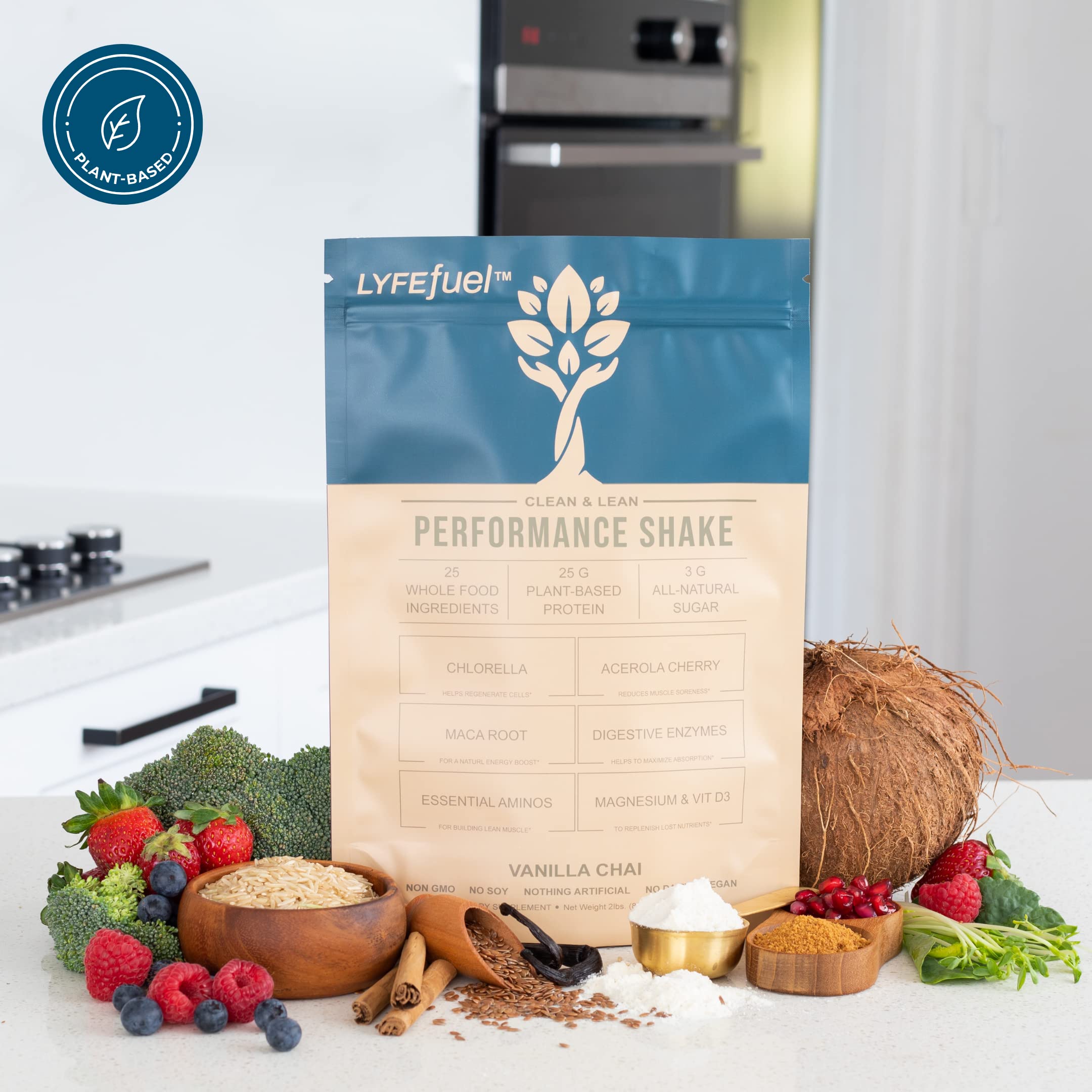 LyfeFuel Vegan Protein Powder - Plant-Based Protein Shake with BCAA, Greens & Superfoods for Muscle Recovery, Sports Performance & Lean Muscle Growth | Vanilla Flavor, 24 Servings | Post-Workout, Meal Replacement & Healthy Lifestyle Supplement
