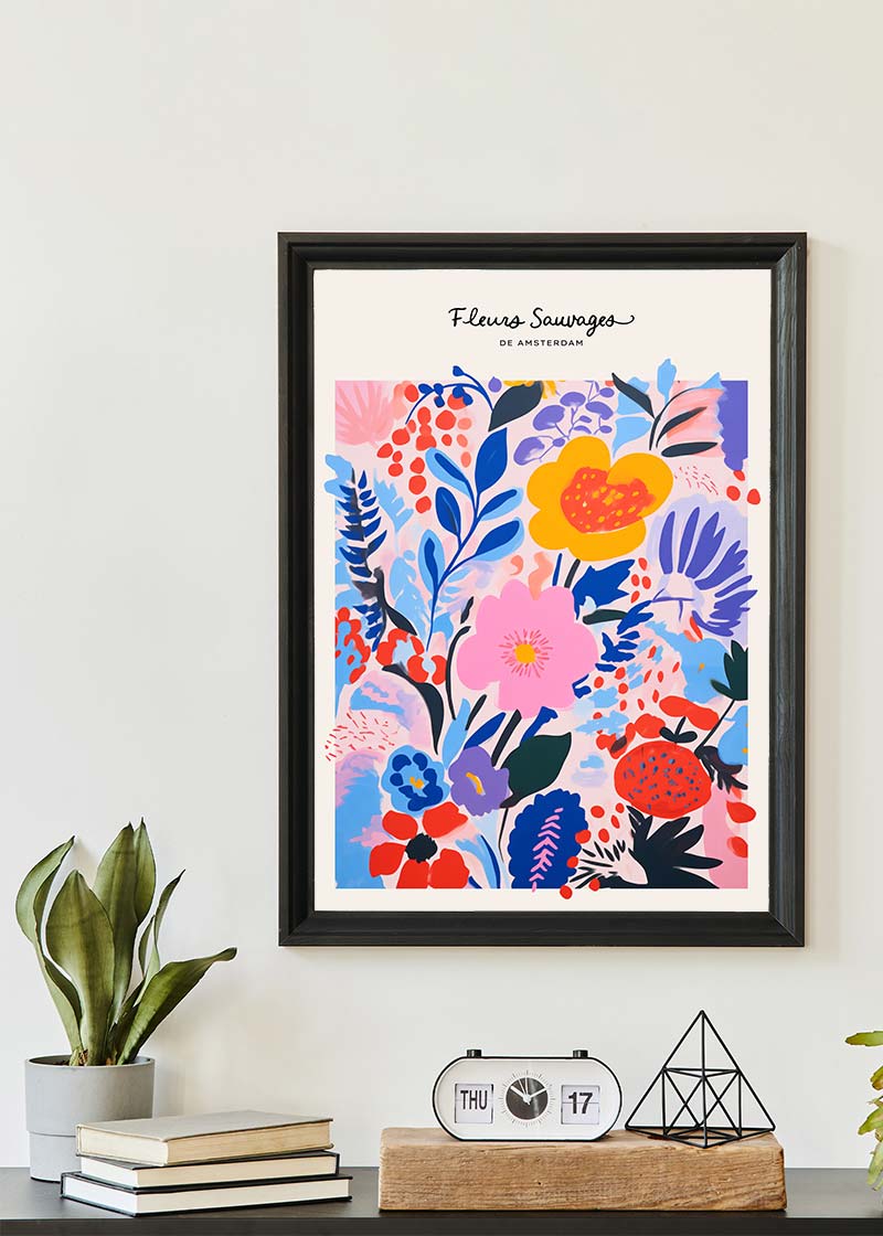 Wild Flowers of Amsterdam Abstract Painting Print - Vibrant Floral Wall Art for Living Room, Bedroom & Office Decor