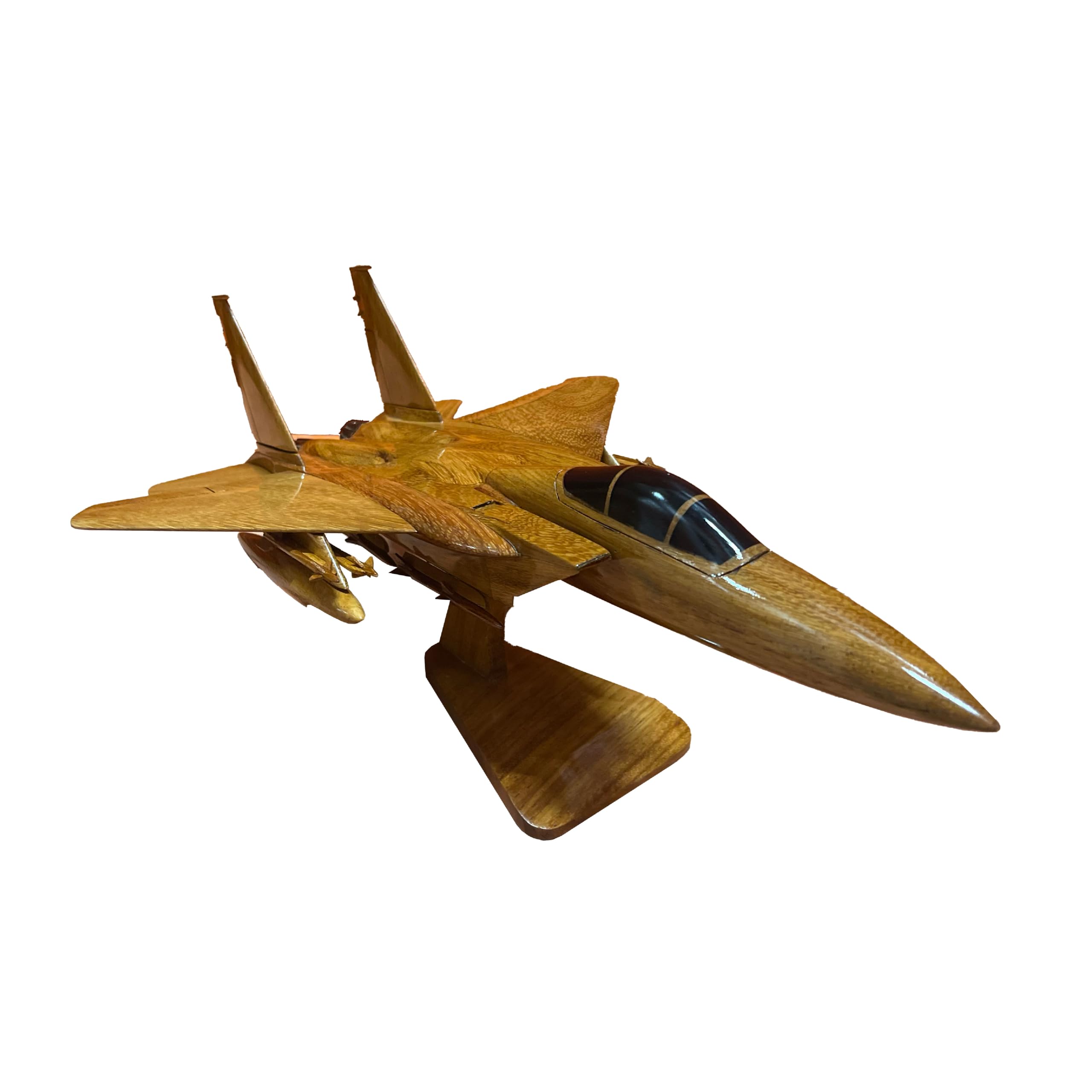 F15 Eagle Mahogany Wood Desktop Aircraft Model - Handcrafted Military Jet Replica for Office Decor, Gift & Collectors - Perfect for Aviation Enthusiasts, Home & Office Display