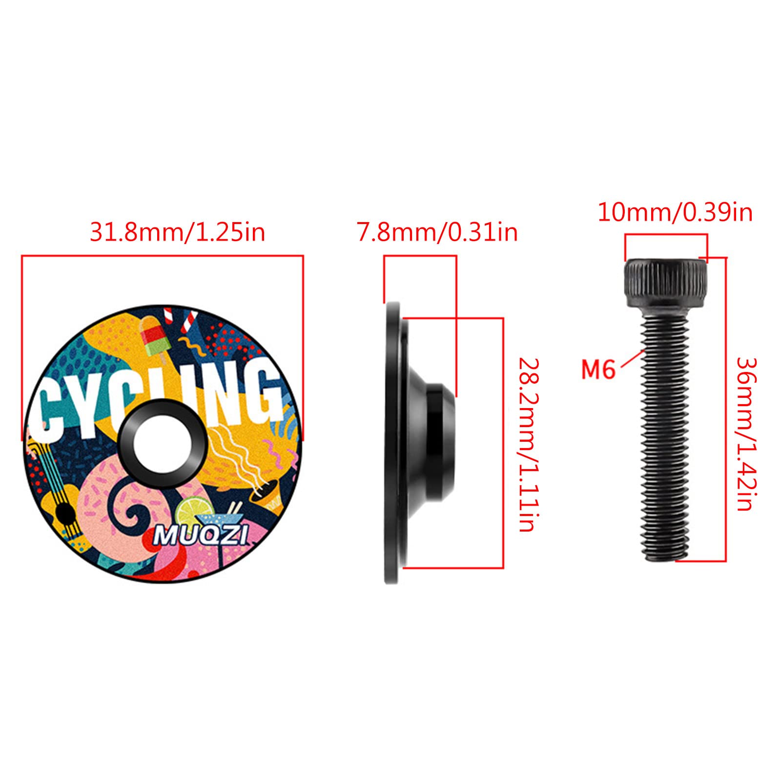 28.6mm Aluminum Alloy Bike Headset Top Cap - 20 Styles for MTB & Road Bikes - Durable Fork Tube Cover - Cycling Accessories for Stem Protection (Perfect for Mountain Biking, Commuting & Bike Maintenance)